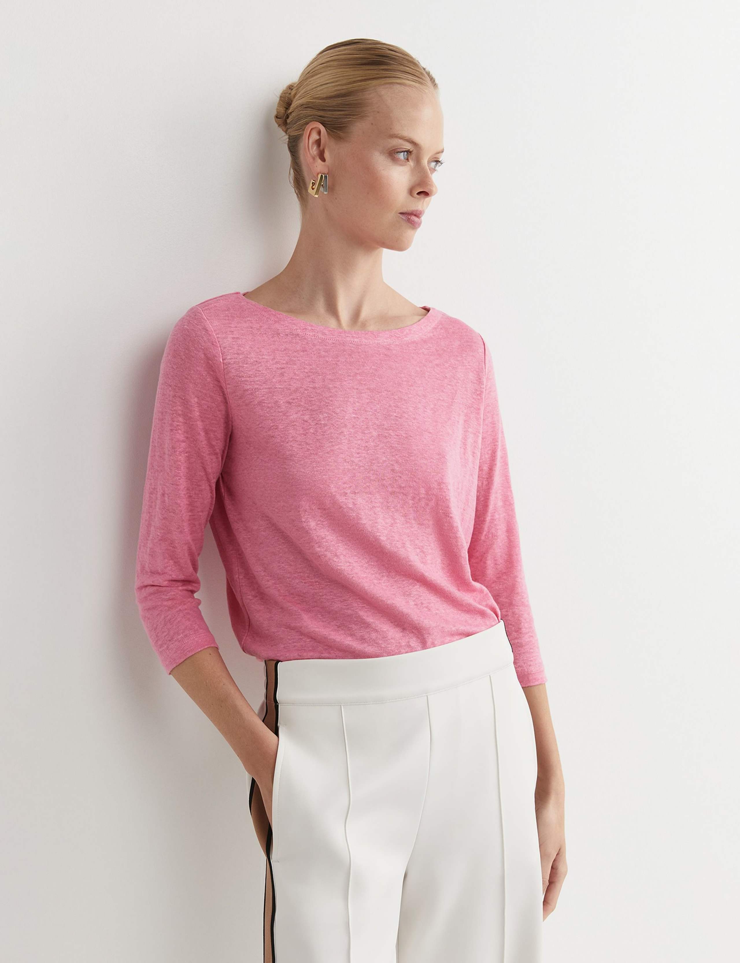 Pure Linen Slash Neck T-Shirt 3 of 4