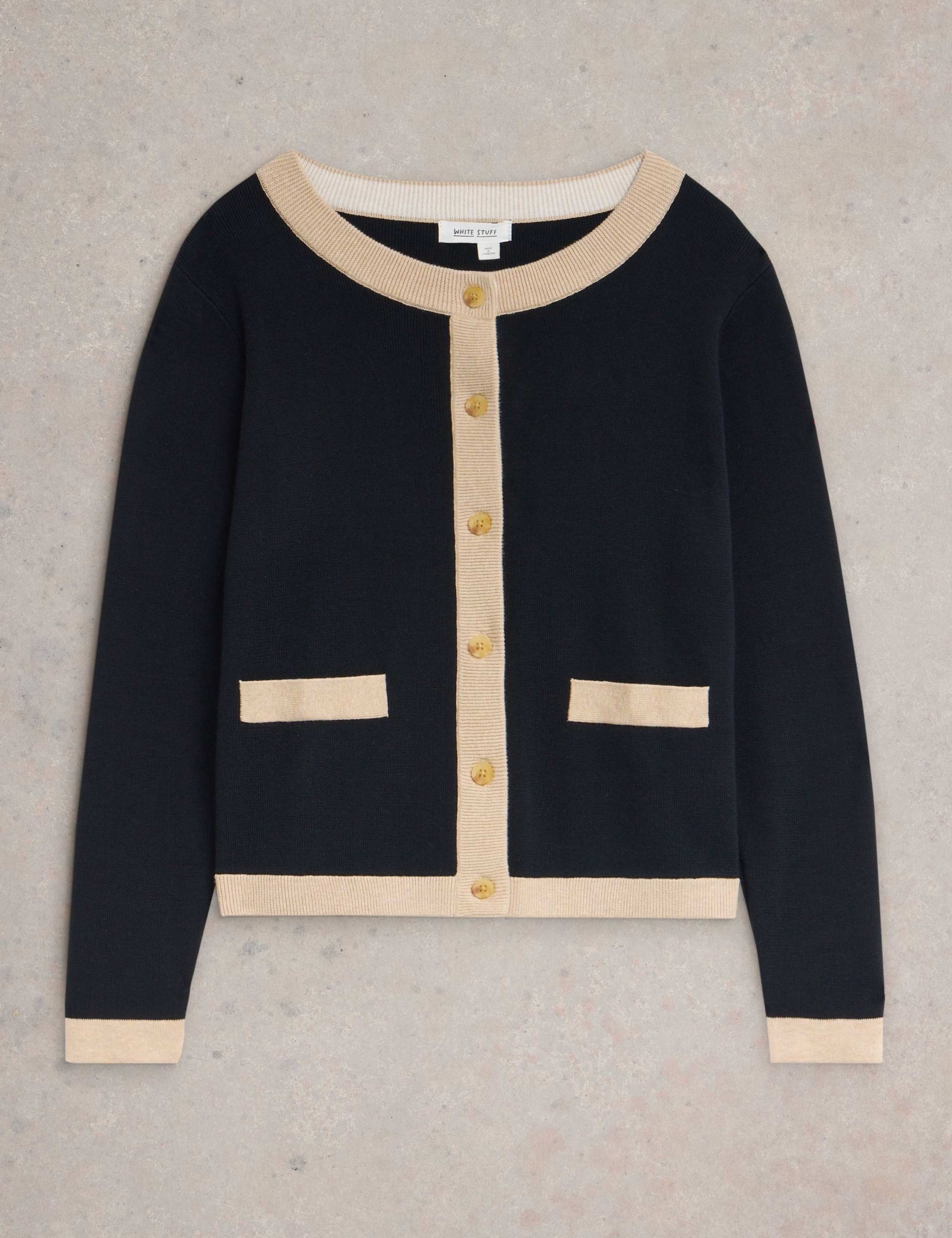 Pure Cotton Tipped Detail Cardigan 2 of 6