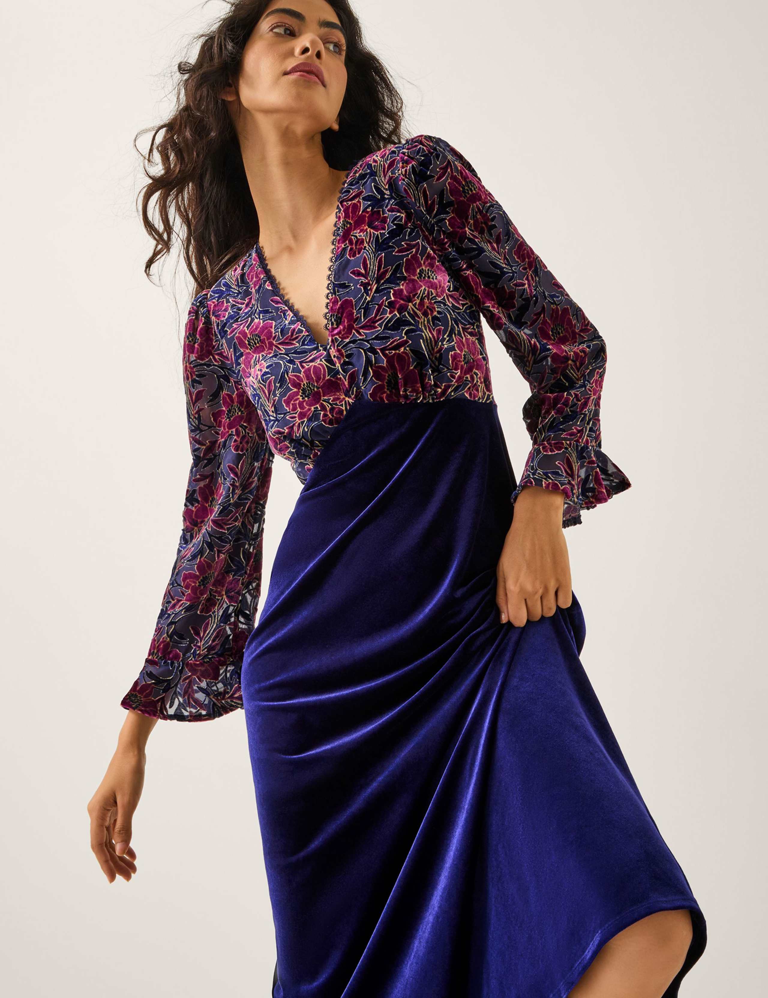 Velvet Floral Midi Slip Dress 4 of 4