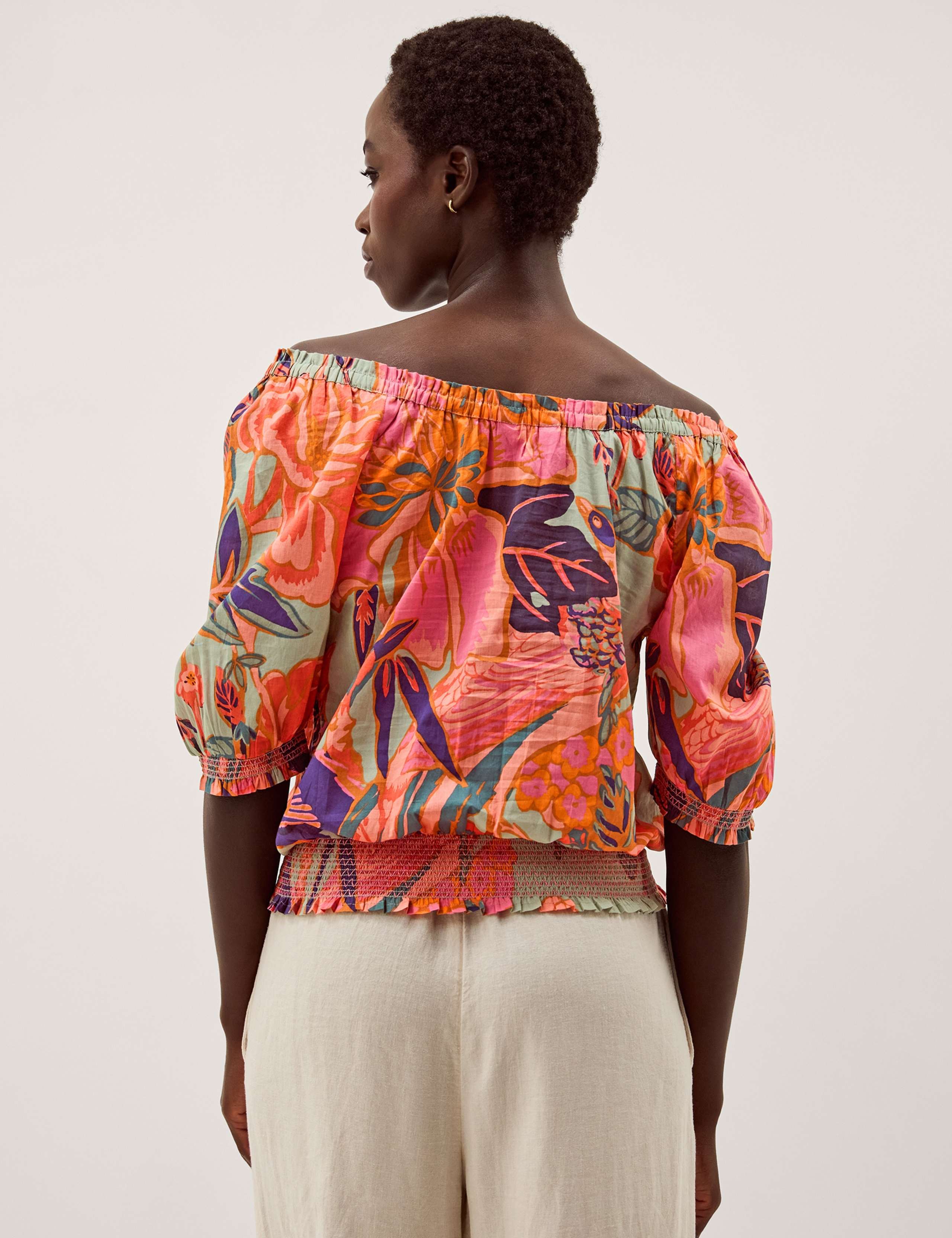 Pure Cotton Printed Off The Shoulder Top 3 of 5