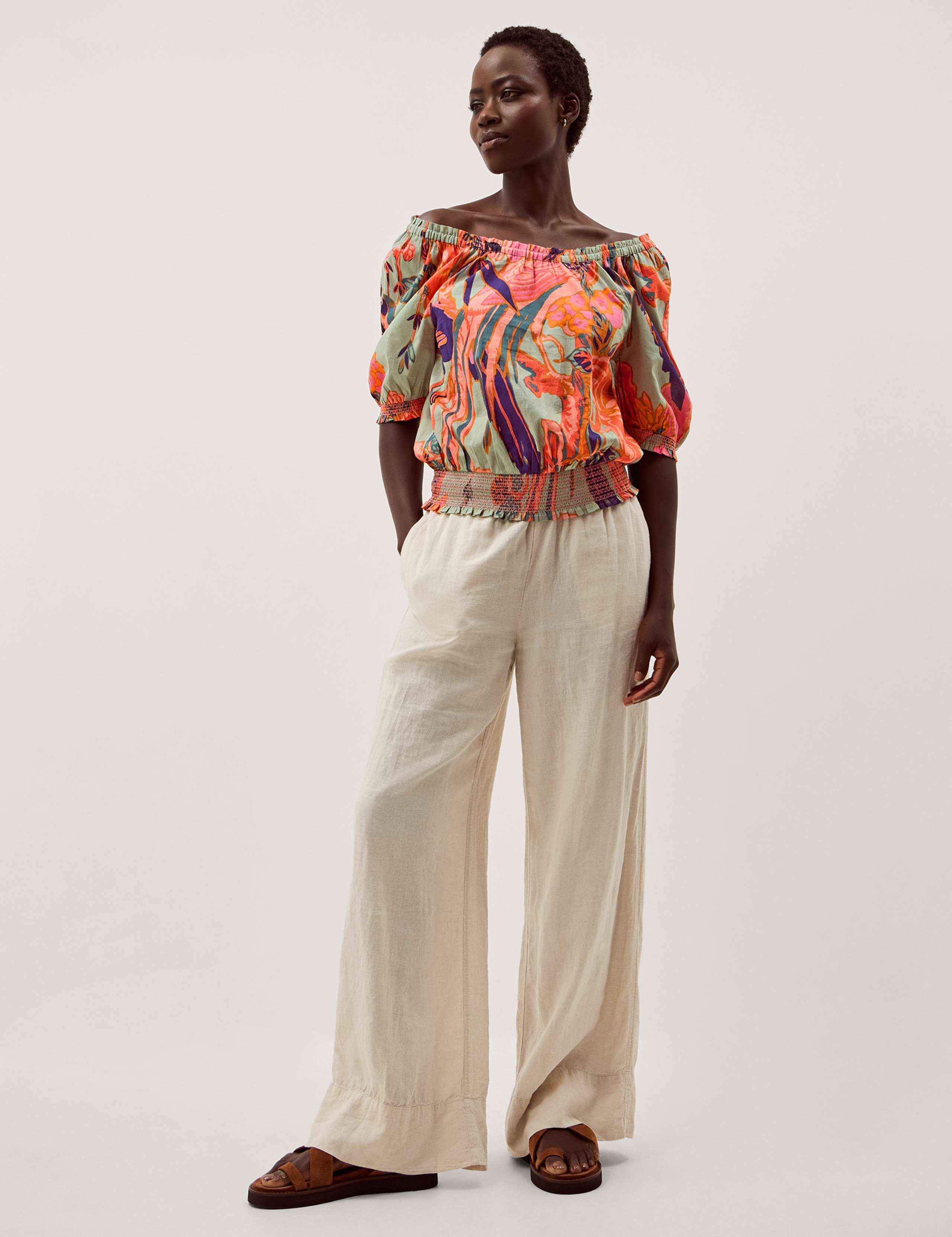 Pure Cotton Printed Off The Shoulder Top 4 of 5