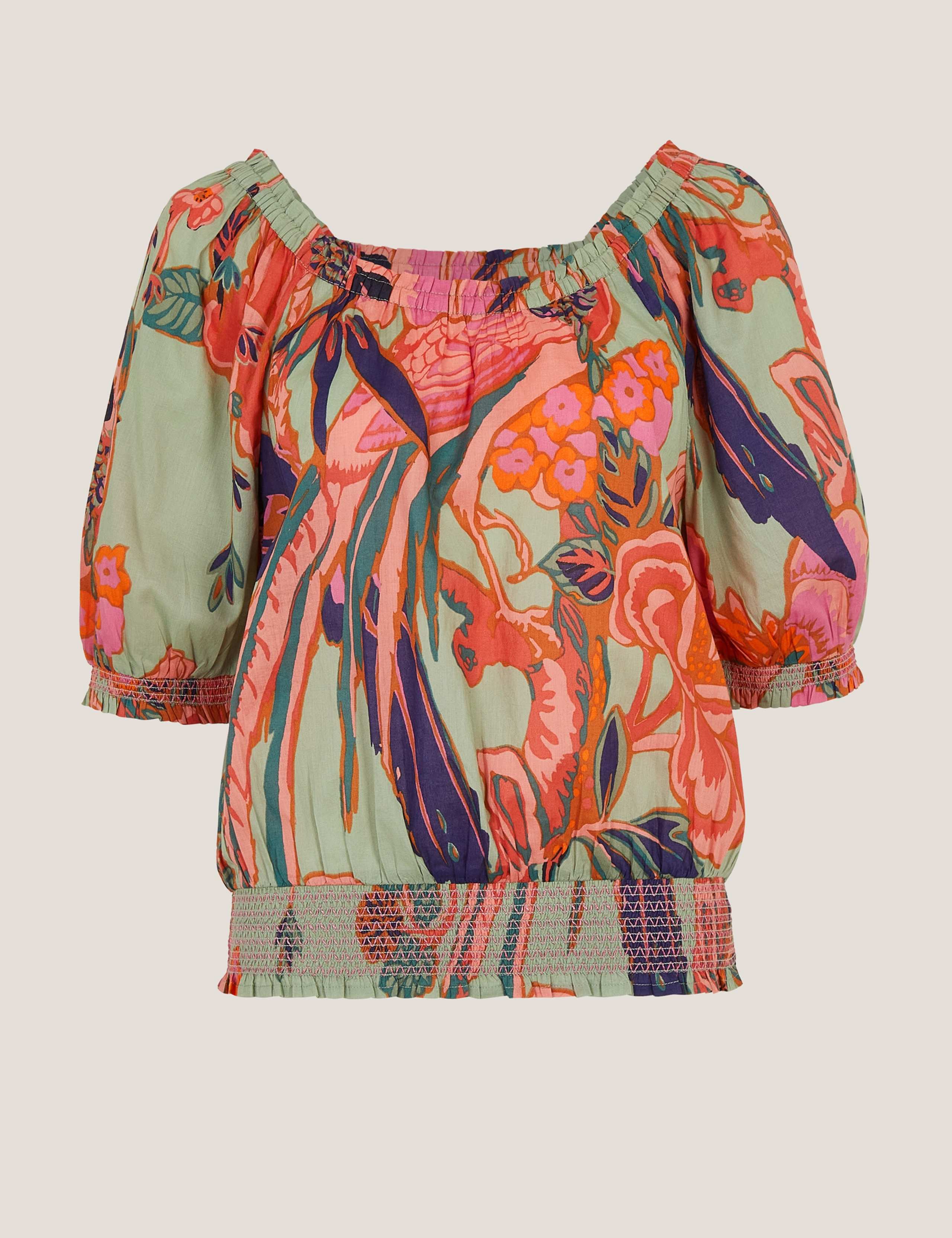 Pure Cotton Printed Off The Shoulder Top 2 of 5