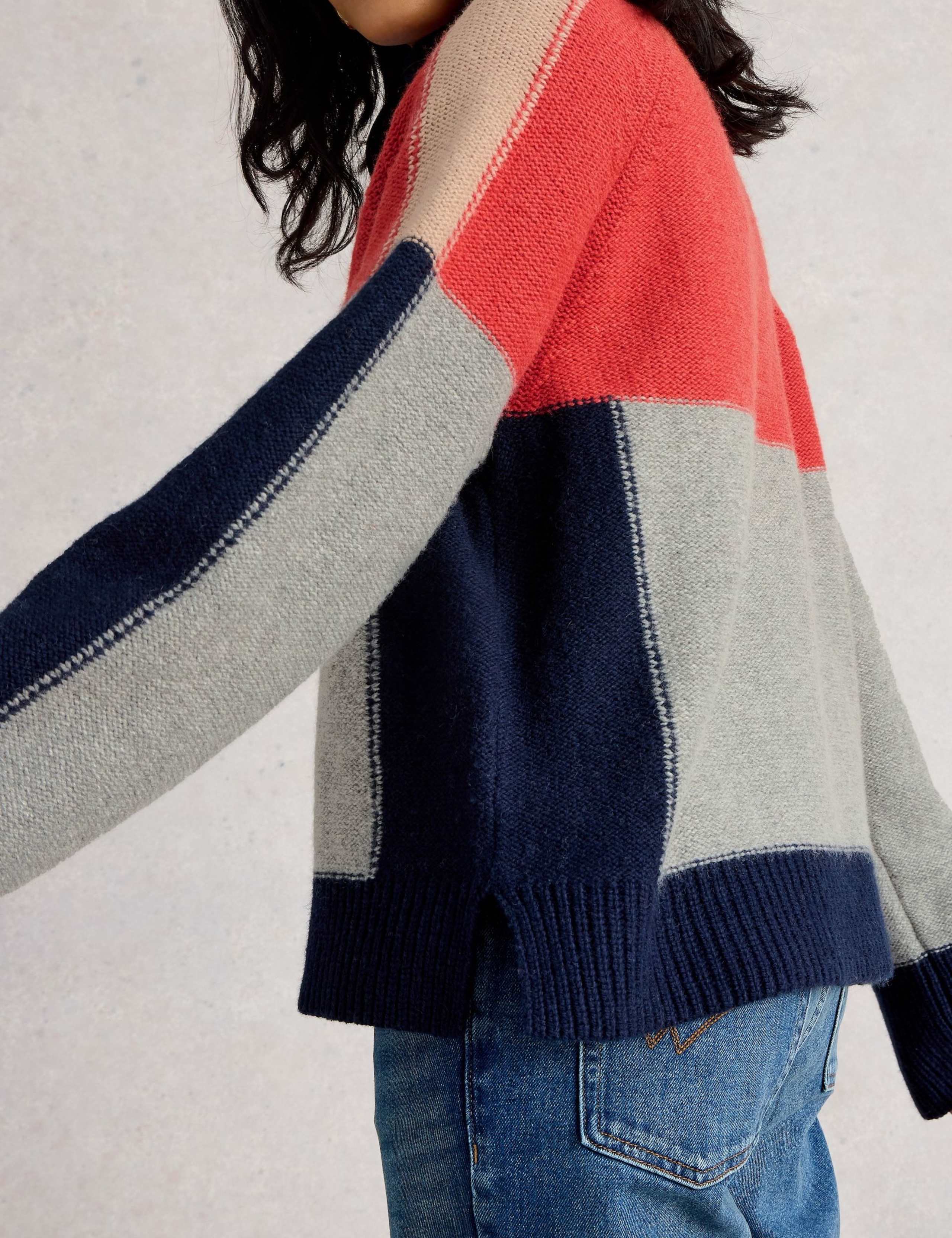 Wool Blend Colour Block Roll Neck Jumper 4 of 6