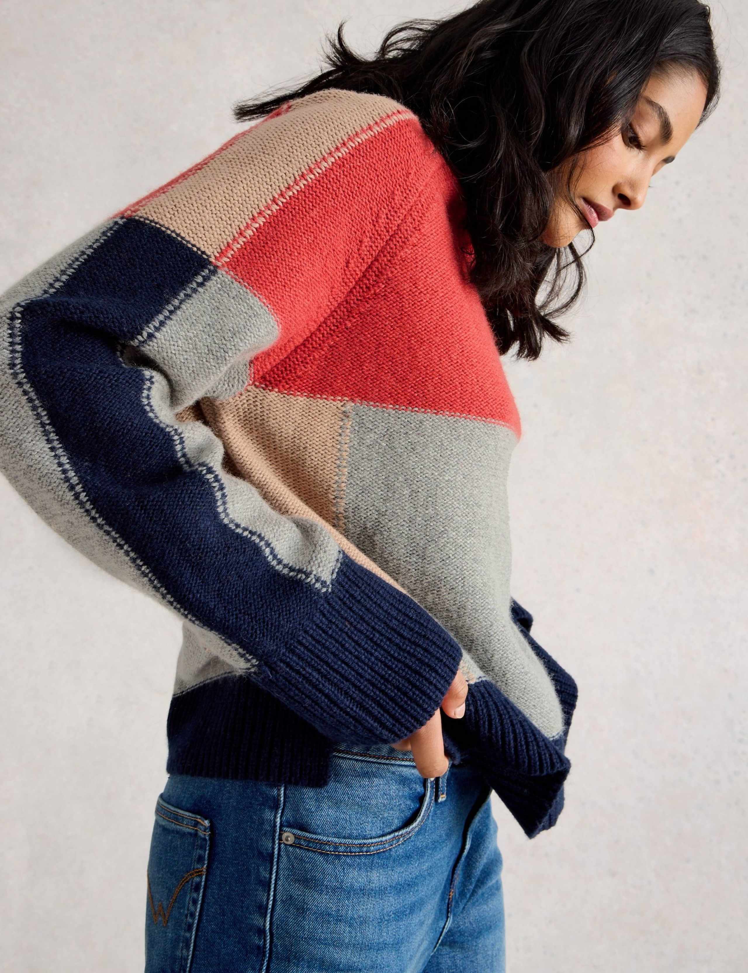 Wool Blend Colour Block Roll Neck Jumper 5 of 6