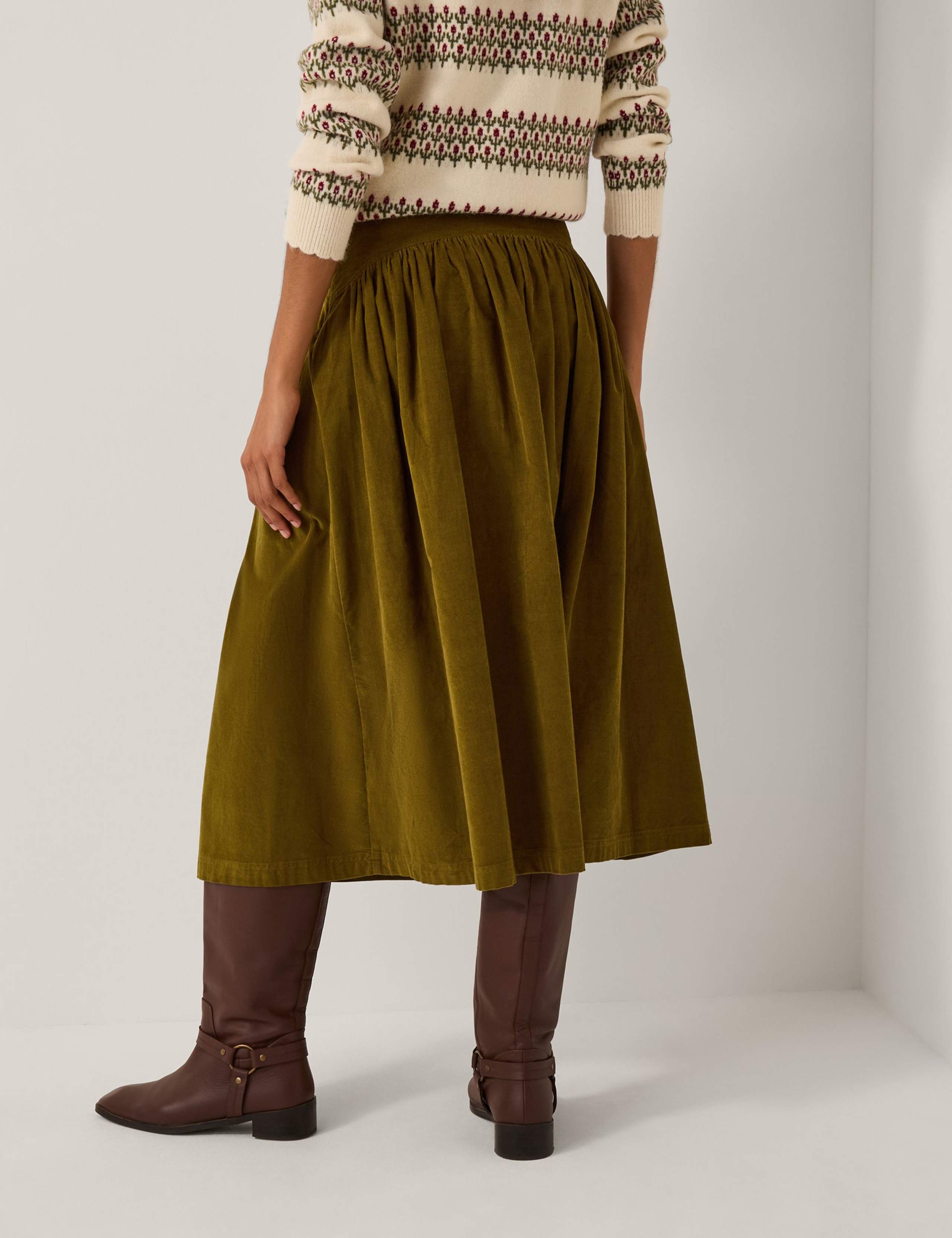 Cord Midi A-Line Skirt 2 of 4