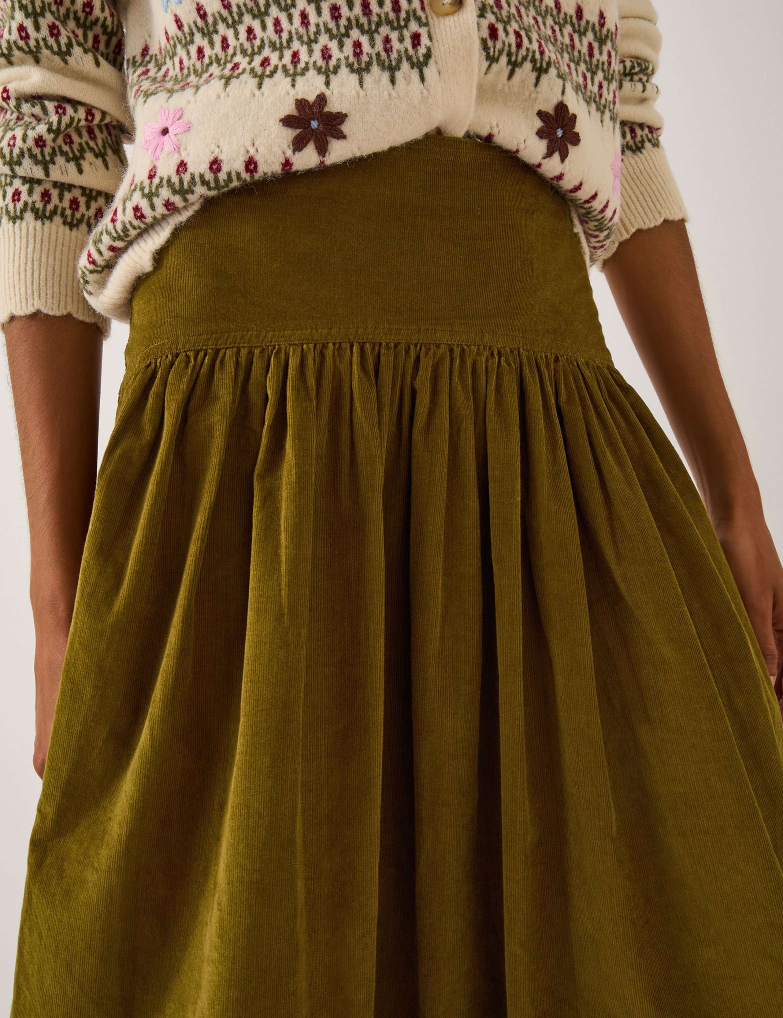 Cord Midi A-Line Skirt 3 of 4
