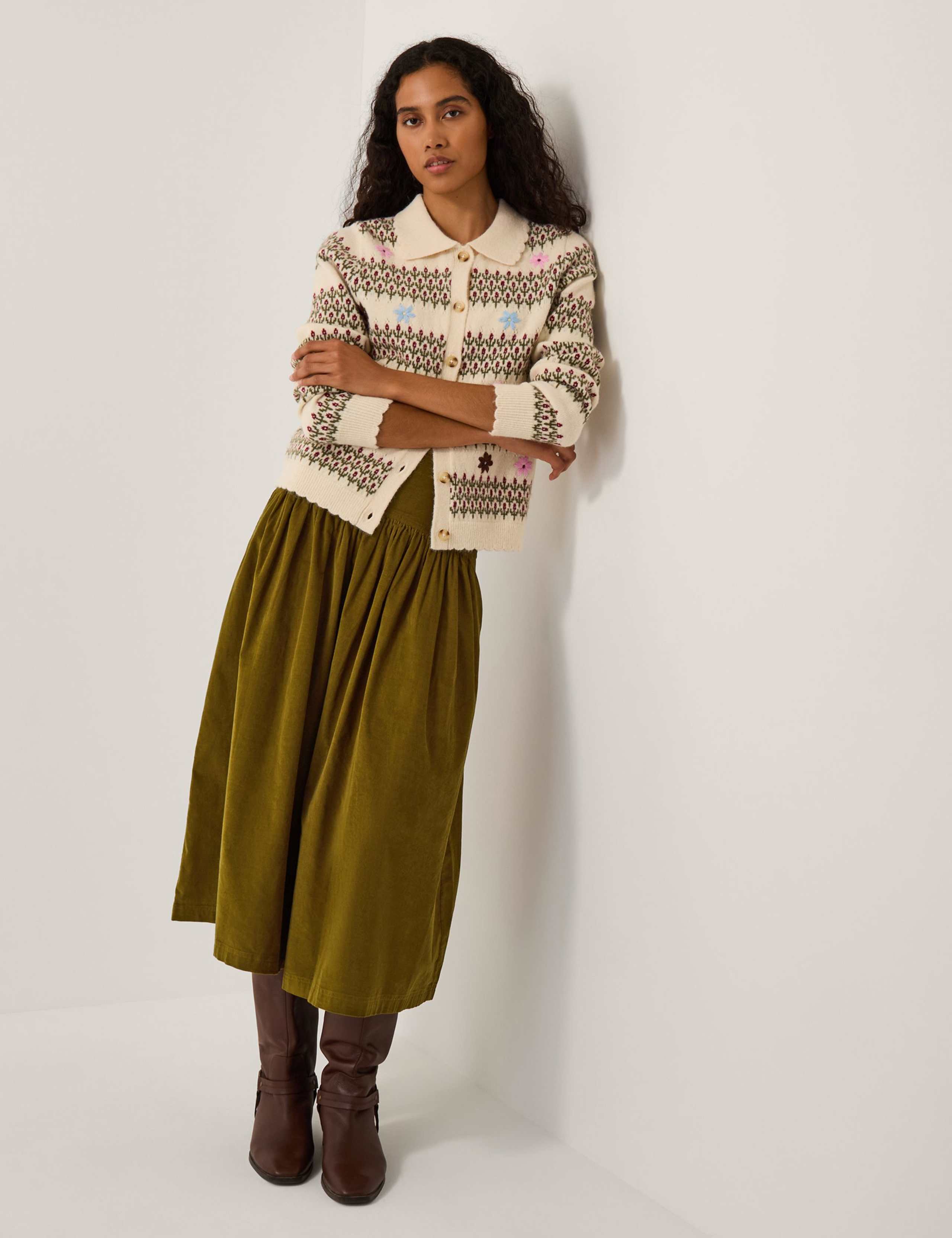 Cord Midi A-Line Skirt 4 of 4