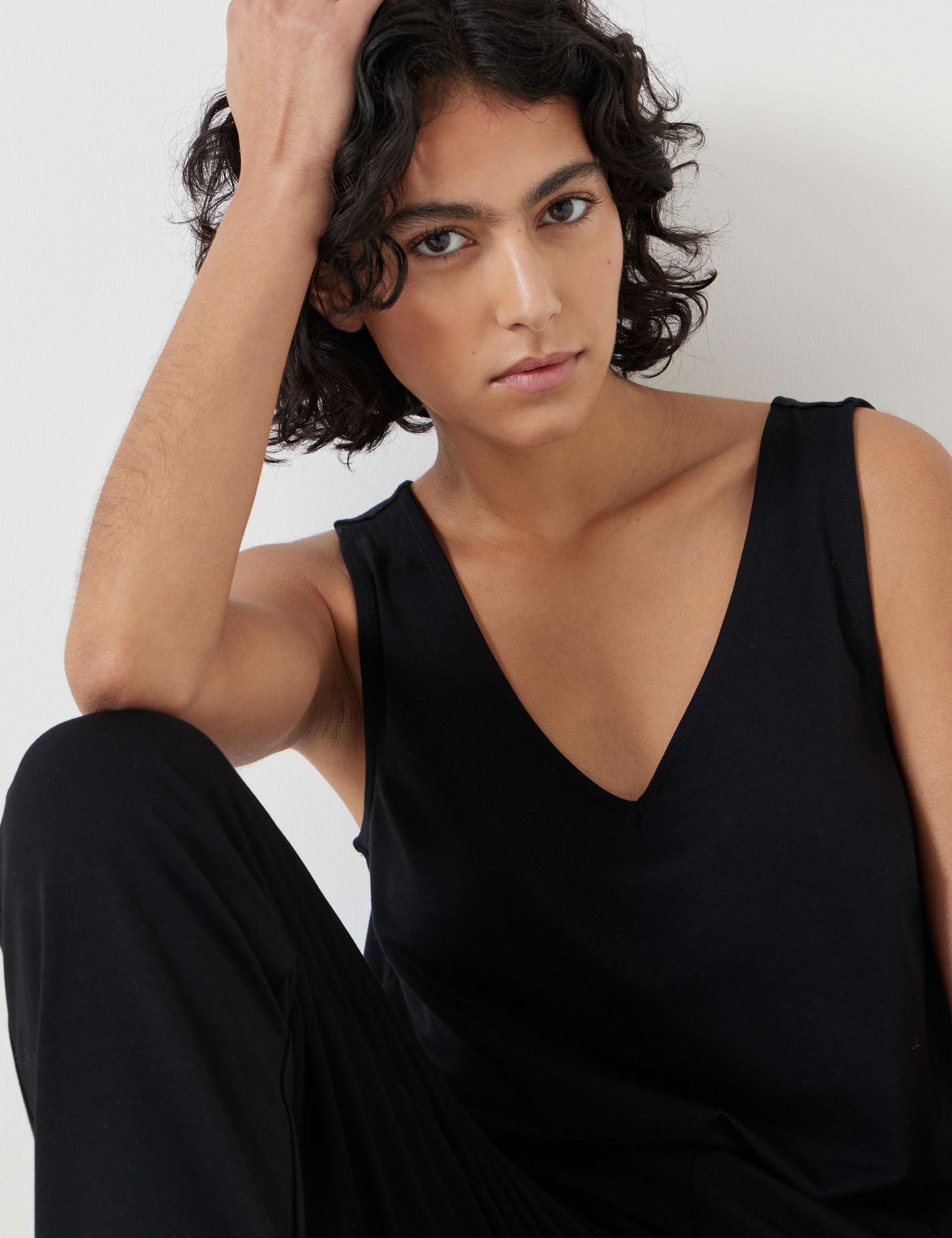 Cotton Blend Jersey Cropped Jumpsuit 6 of 6