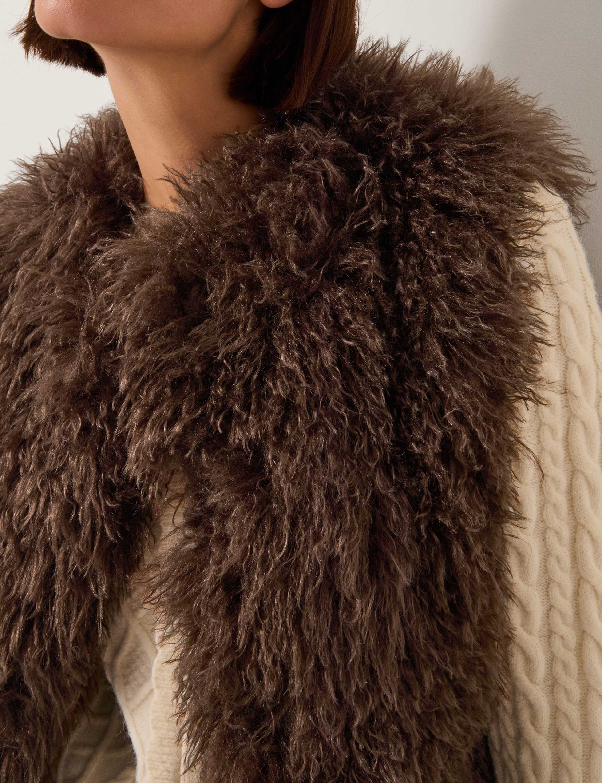 Shaggy Faux Fur Collarless Gilet 3 of 6