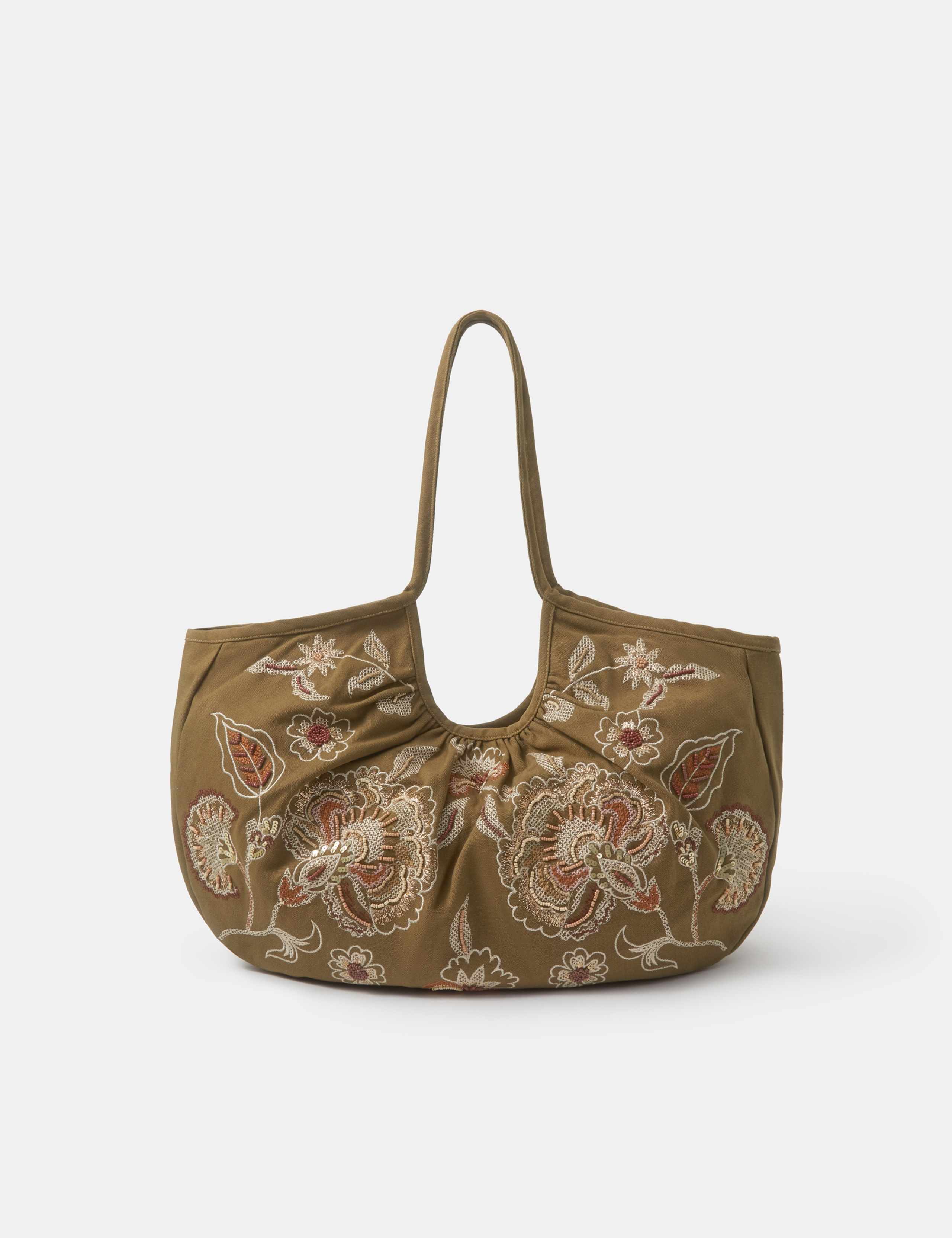 Pure Cotton Floral Embroidered Shoulder Bag 1 of 4