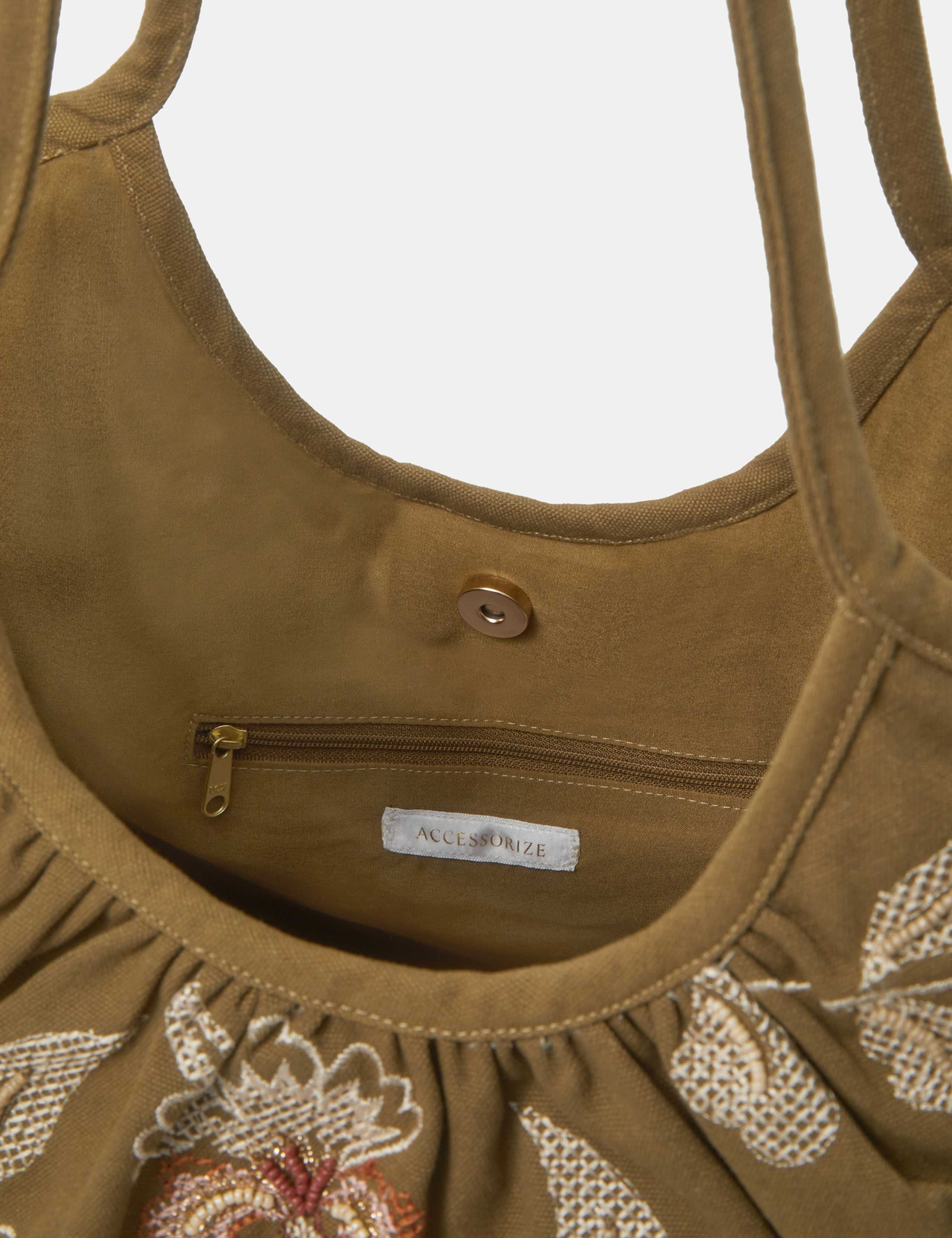 Pure Cotton Floral Embroidered Shoulder Bag 3 of 4