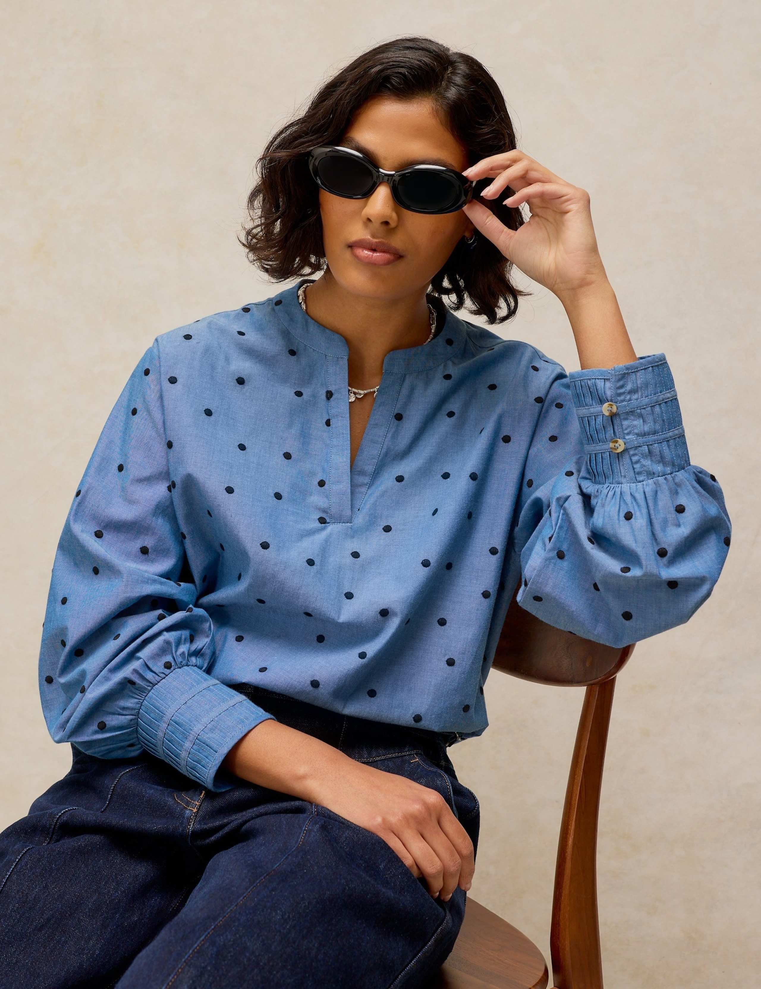 Pure Cotton Polka Dot Relaxed Popover Shirt 4 of 6