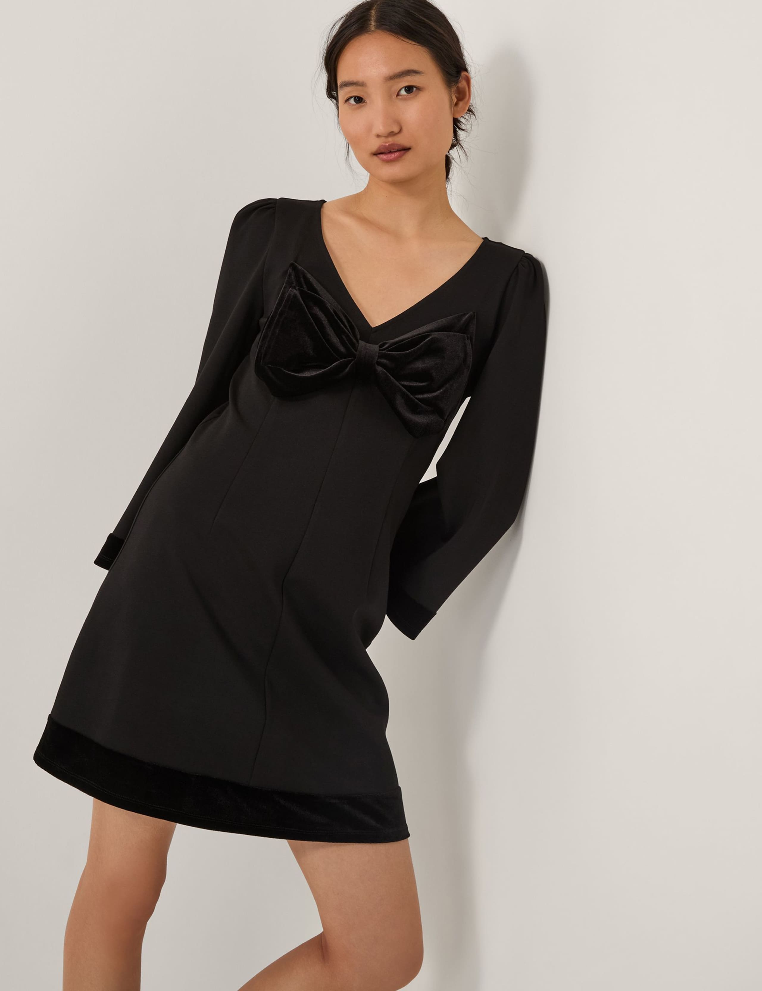 Velvet Bow Mini Shift Dress 2 of 4