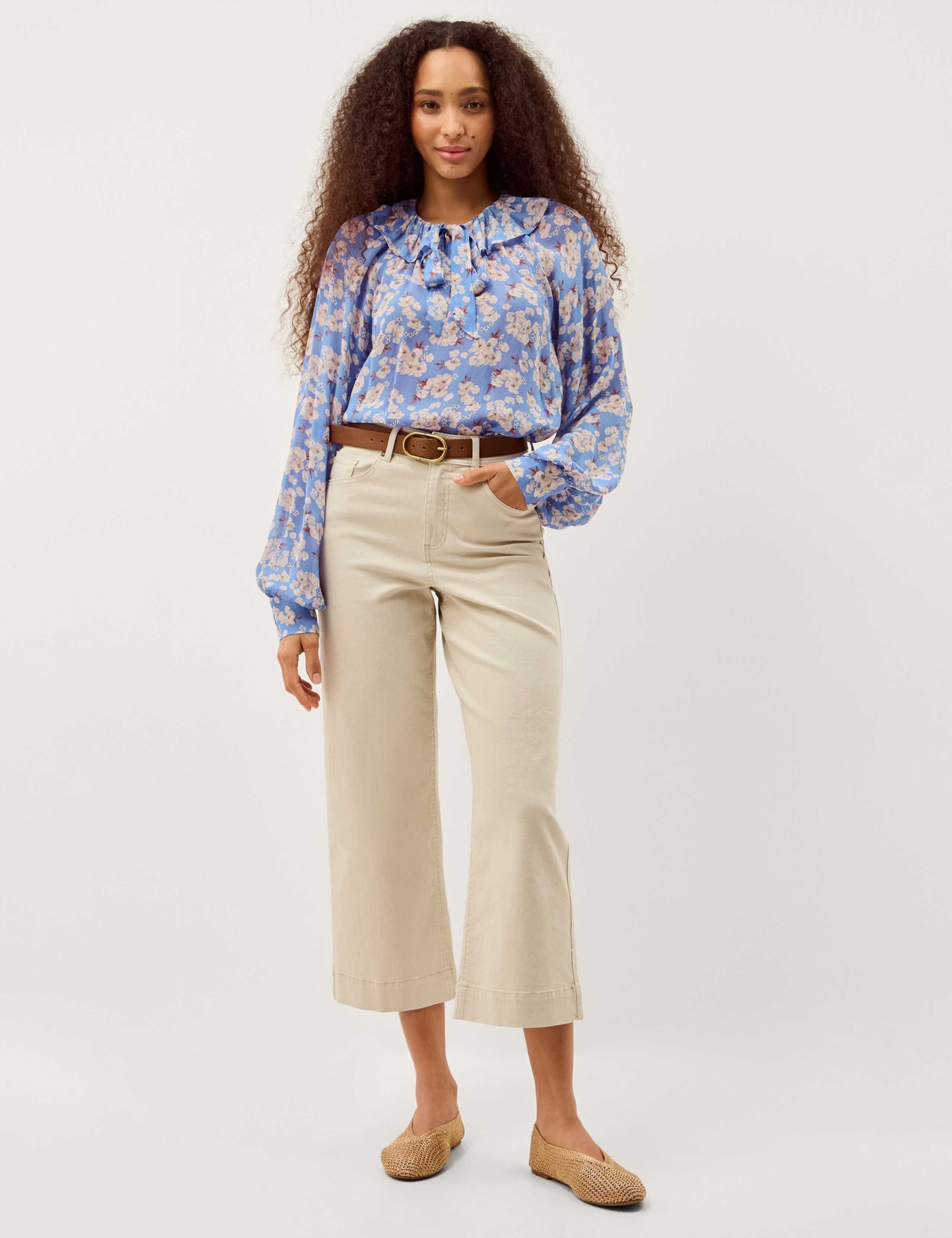 Floral Round Neck Frill Detail Blouse 3 of 6