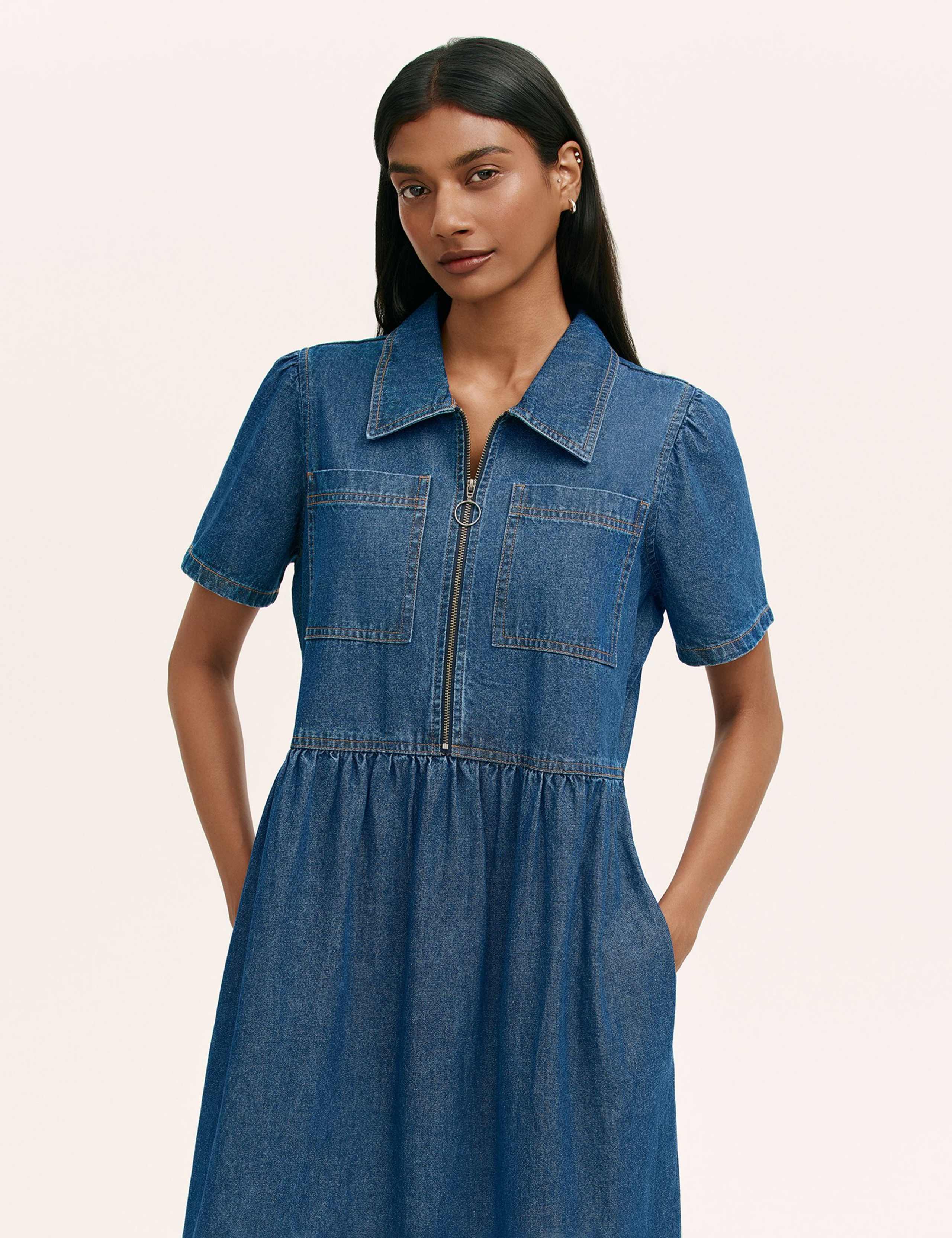 Pure Cotton Denim Midi Shirt Dress 4 of 4