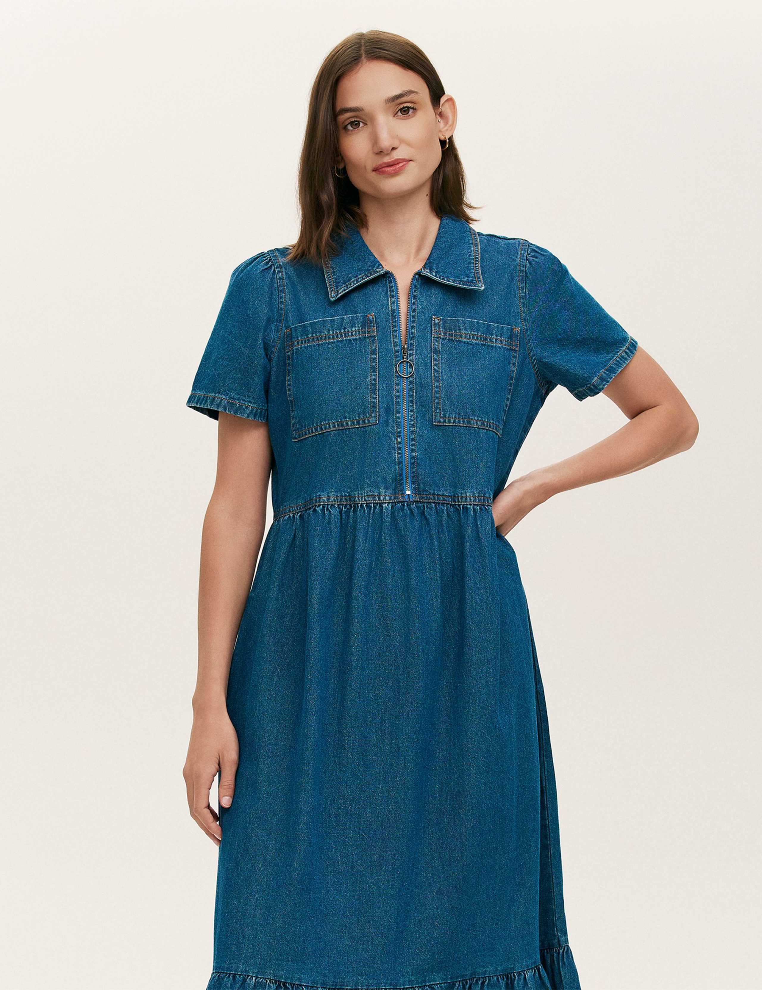 Pure Cotton Denim Midi Shirt Dress 3 of 4