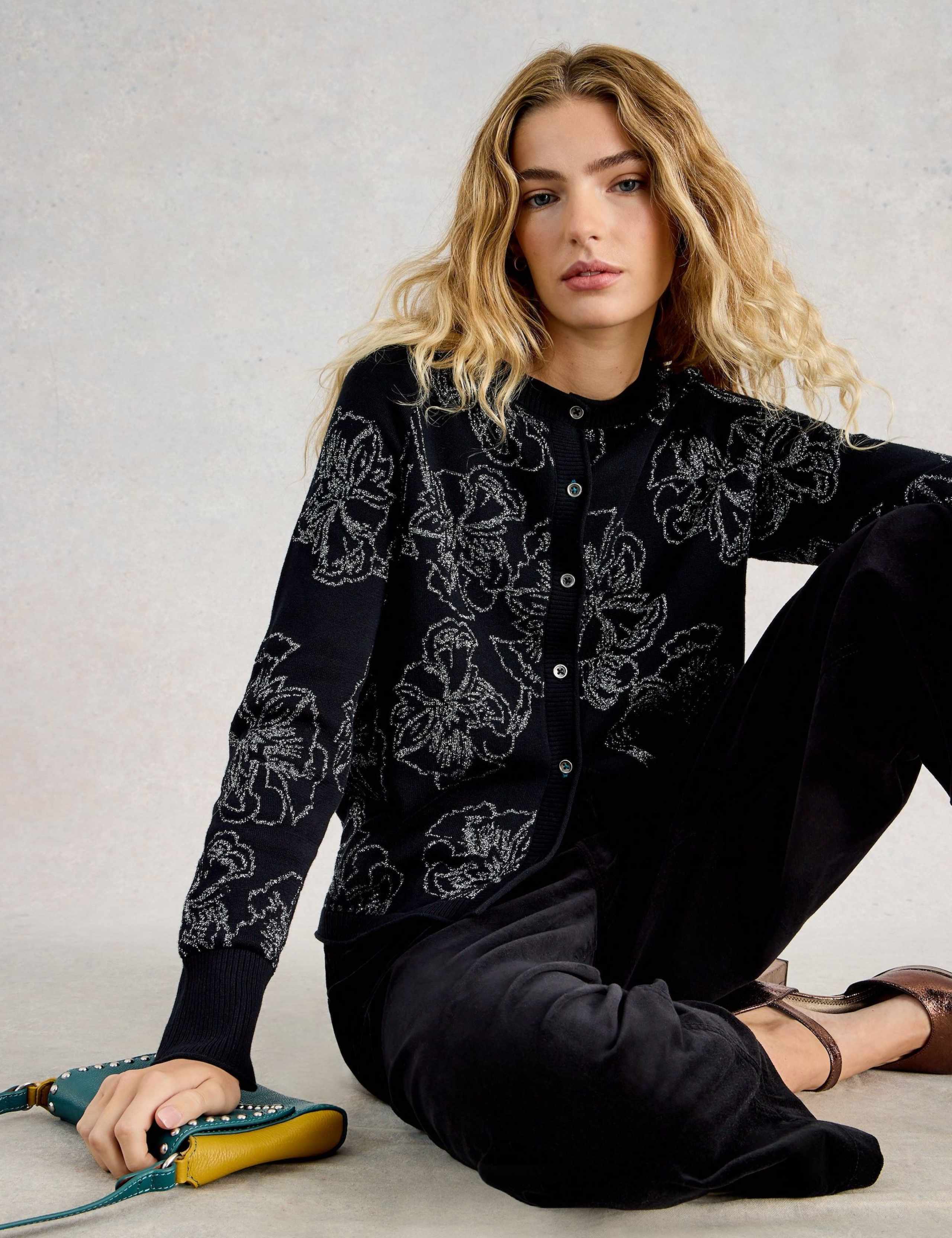 Pure Cotton Floral Crew Neck Cardigan 3 of 6