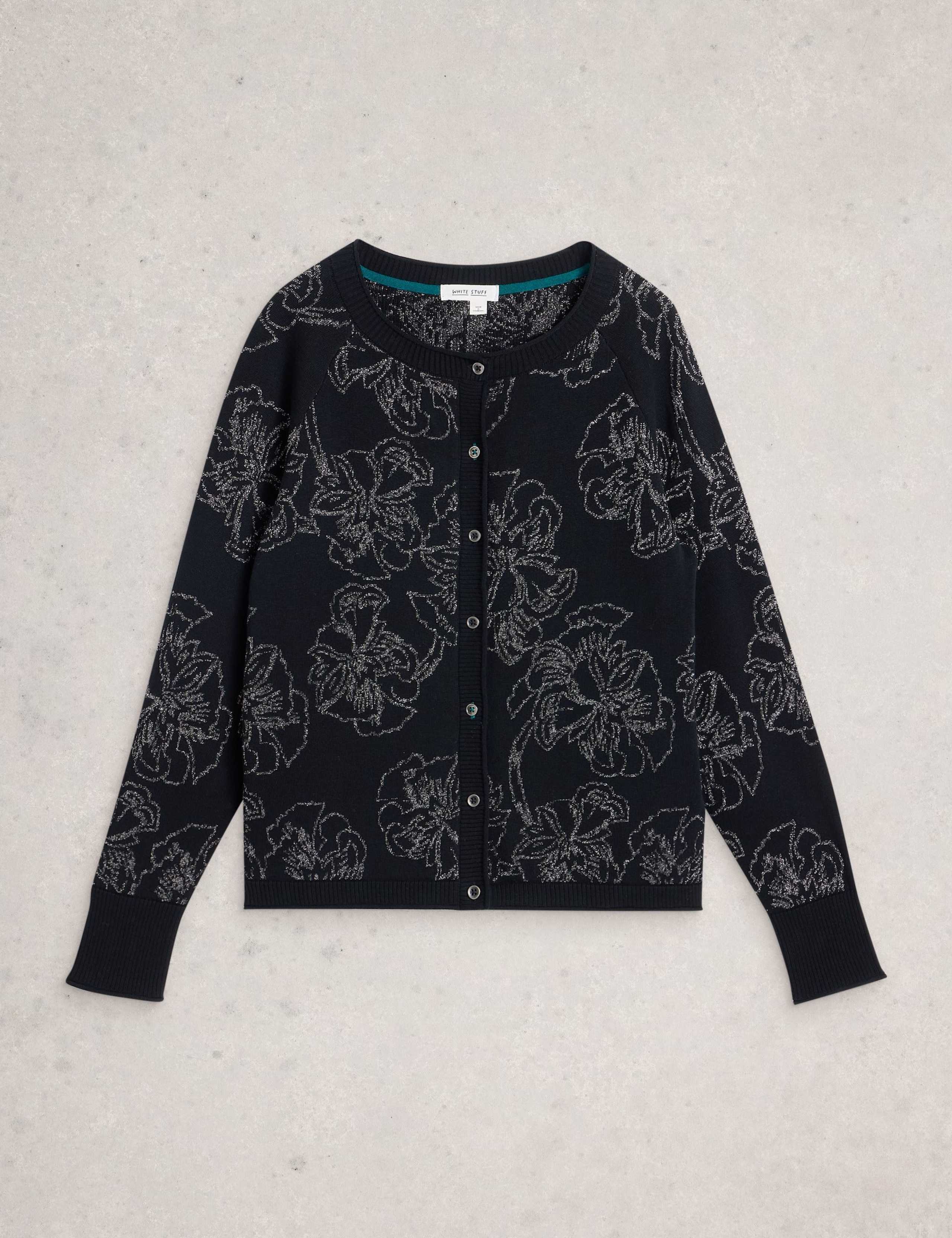 Pure Cotton Floral Crew Neck Cardigan 2 of 6