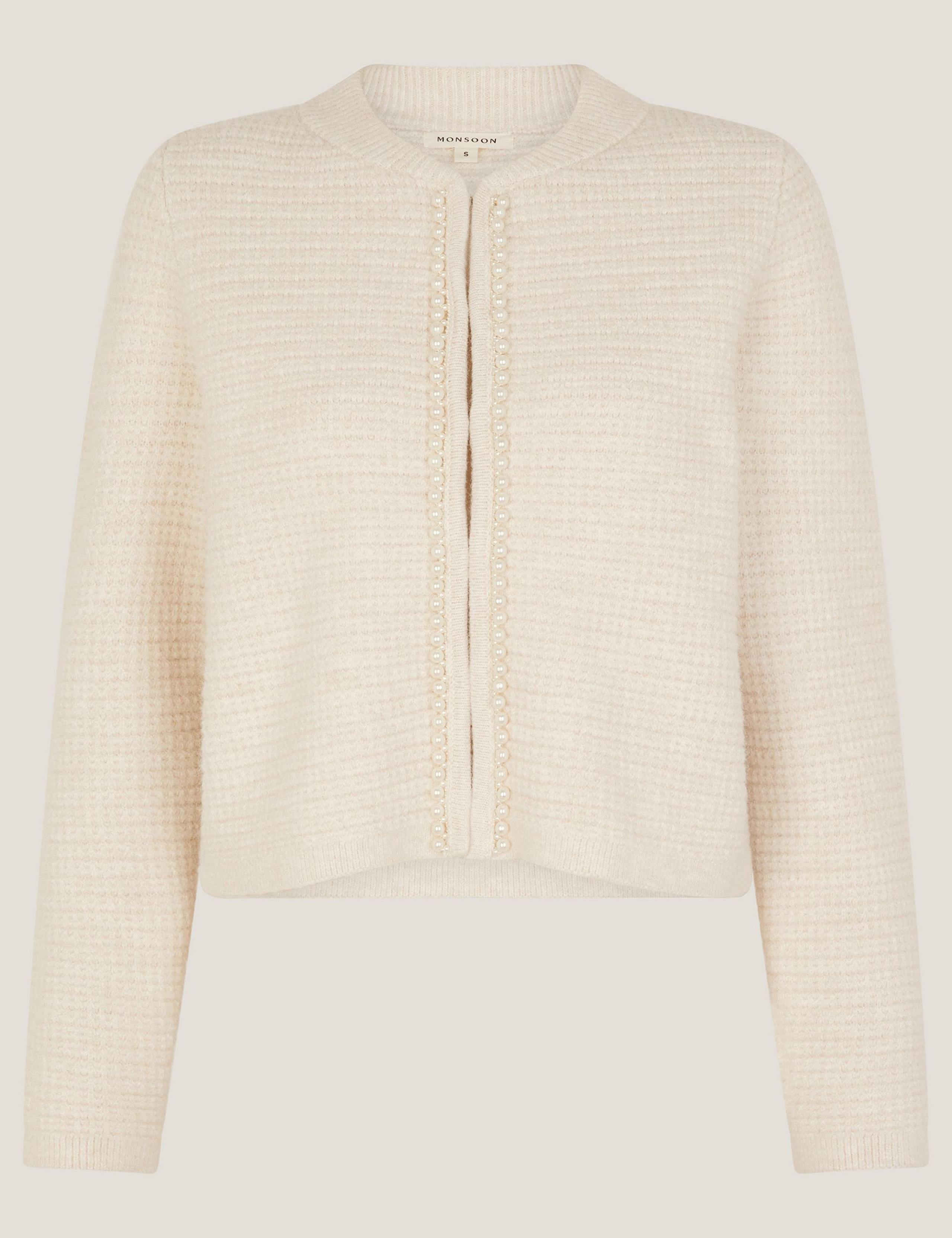 Pearl Embellished Crew Neck Cardigan 2 of 5