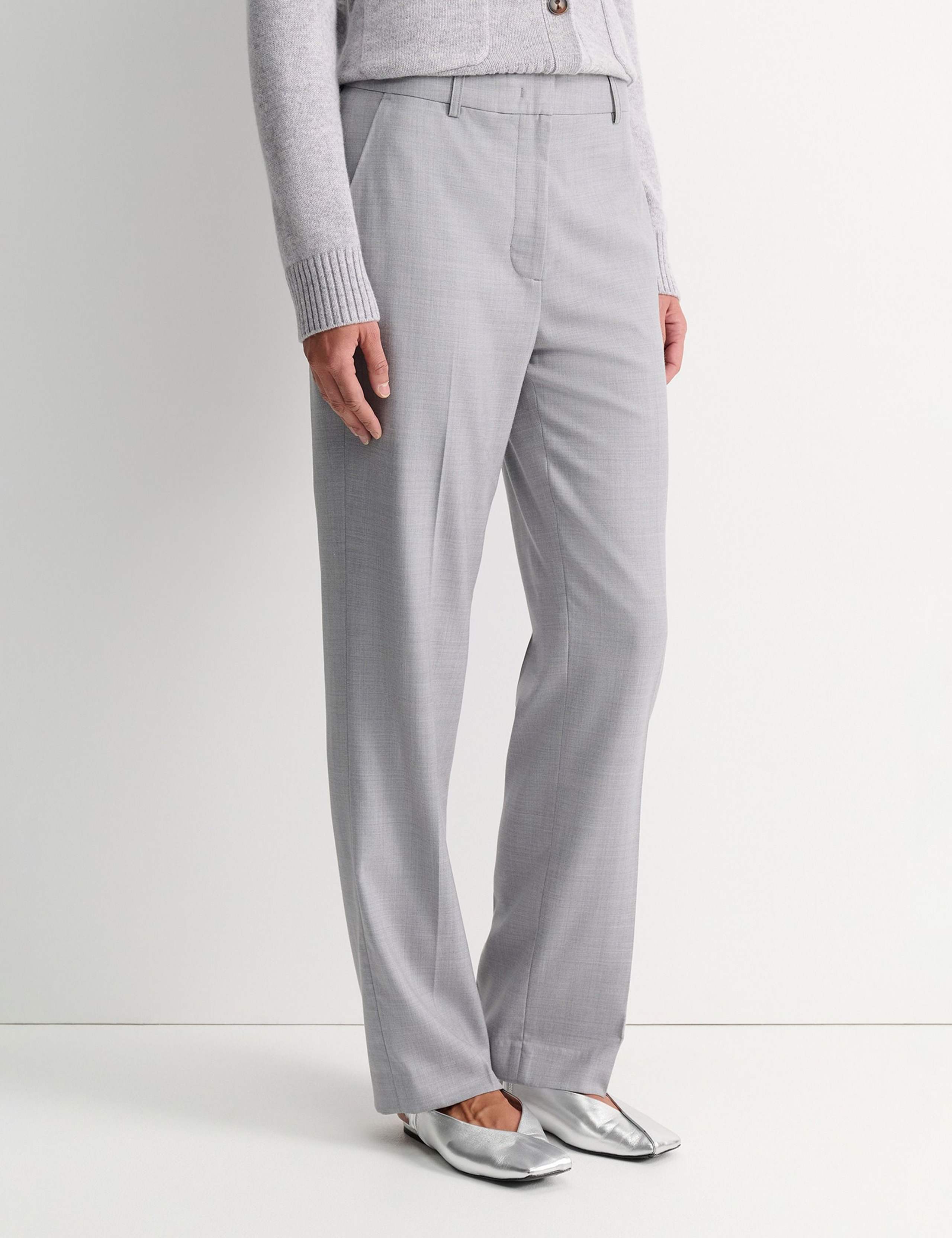 Wool Blend Straight Leg Trousers 3 of 4