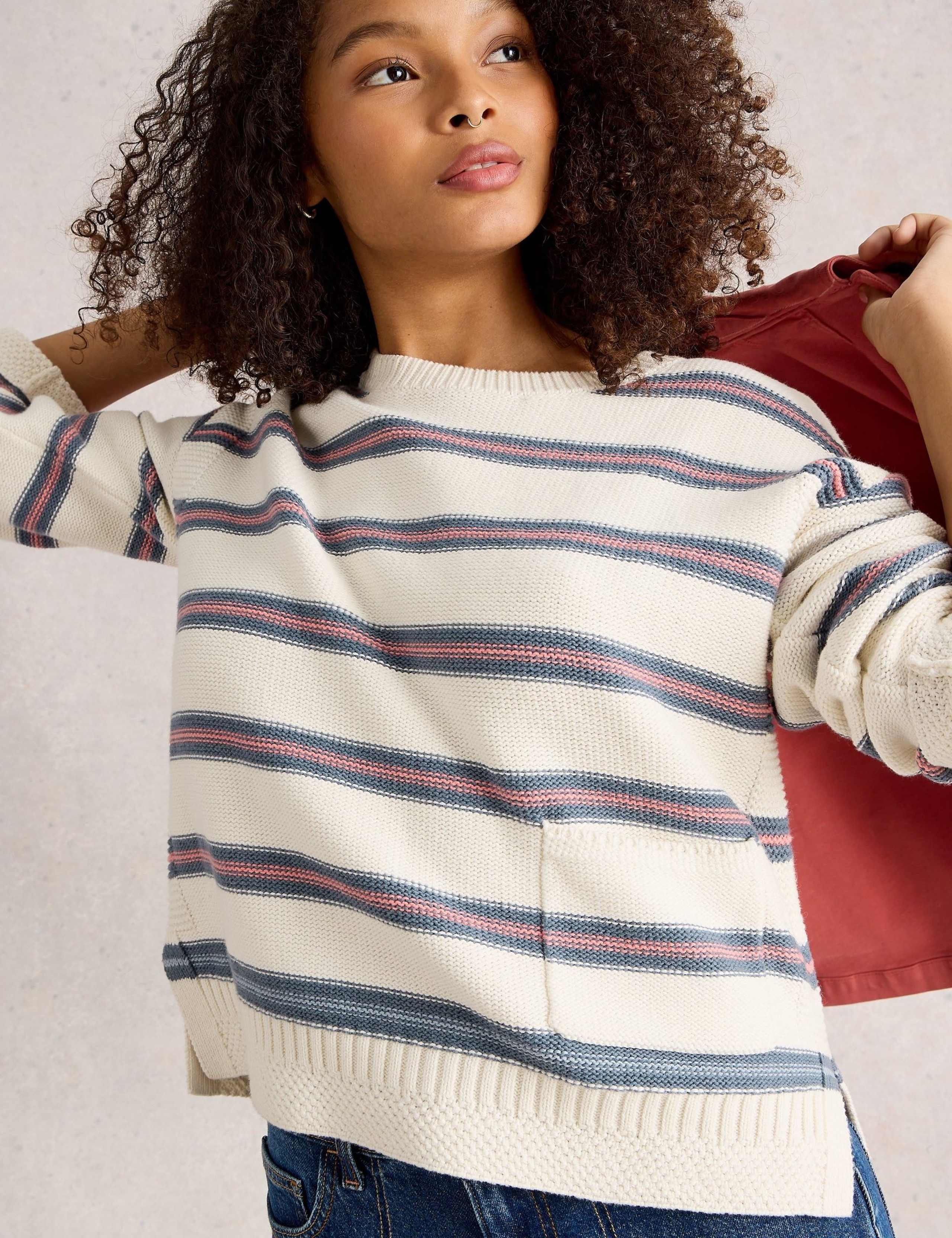 Pure Cotton Striped Round Neck Jumper 3 of 6
