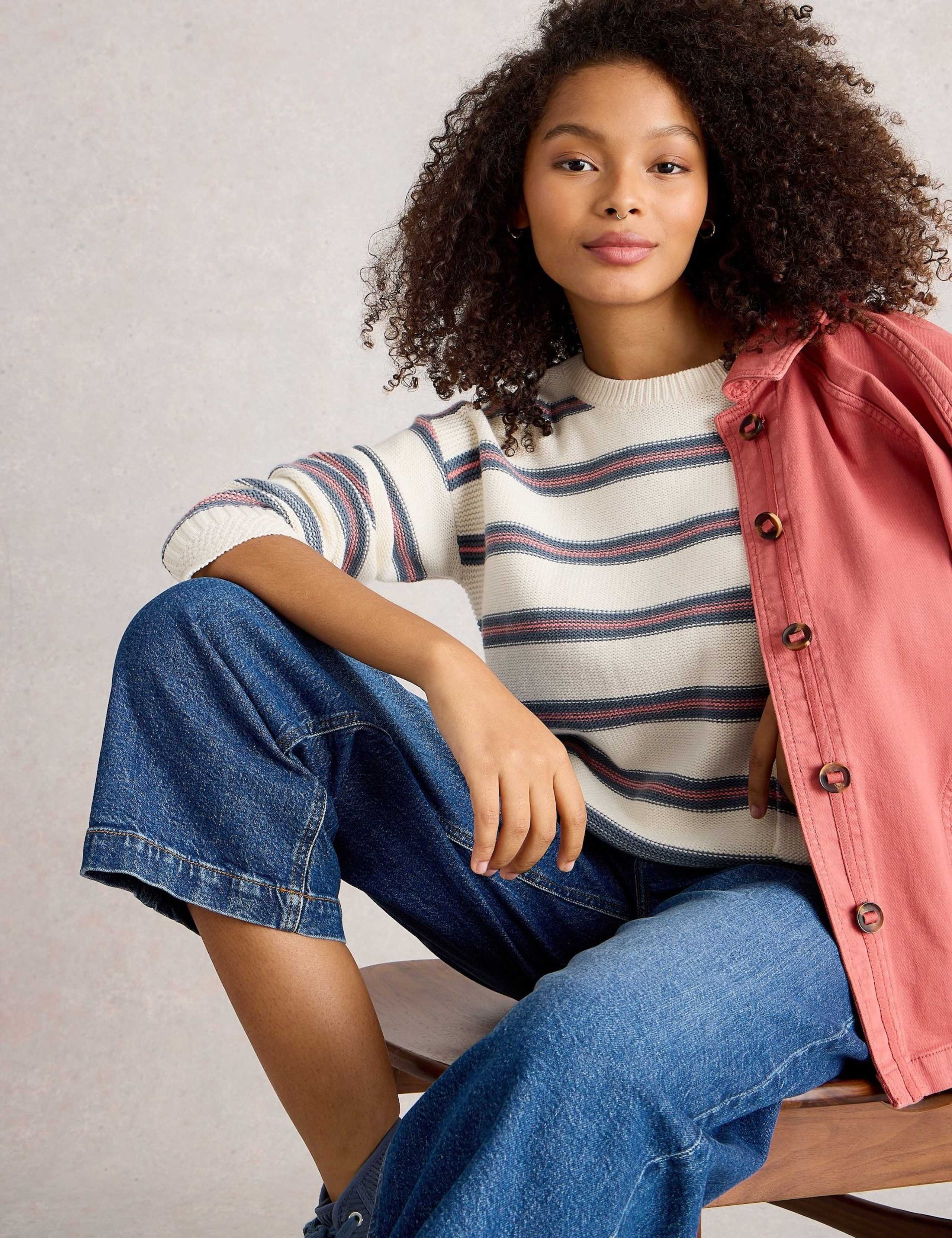 Pure Cotton Striped Round Neck Jumper 6 of 6