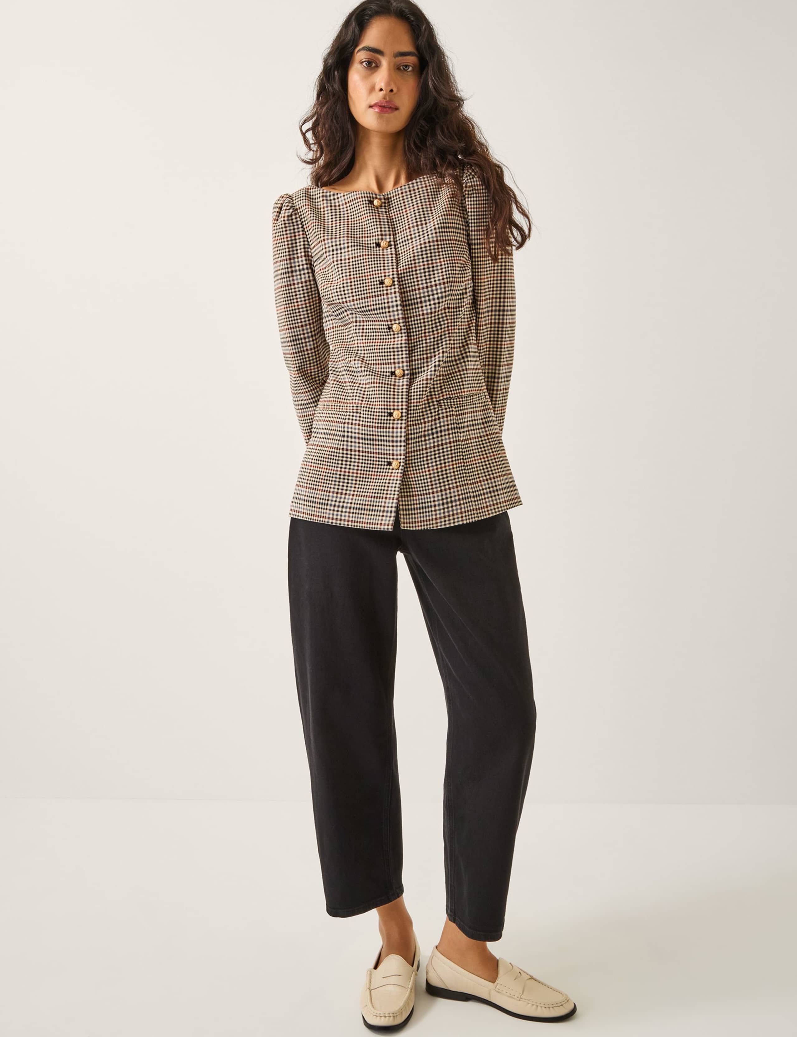 Checked Collarless Jacket 2 of 4