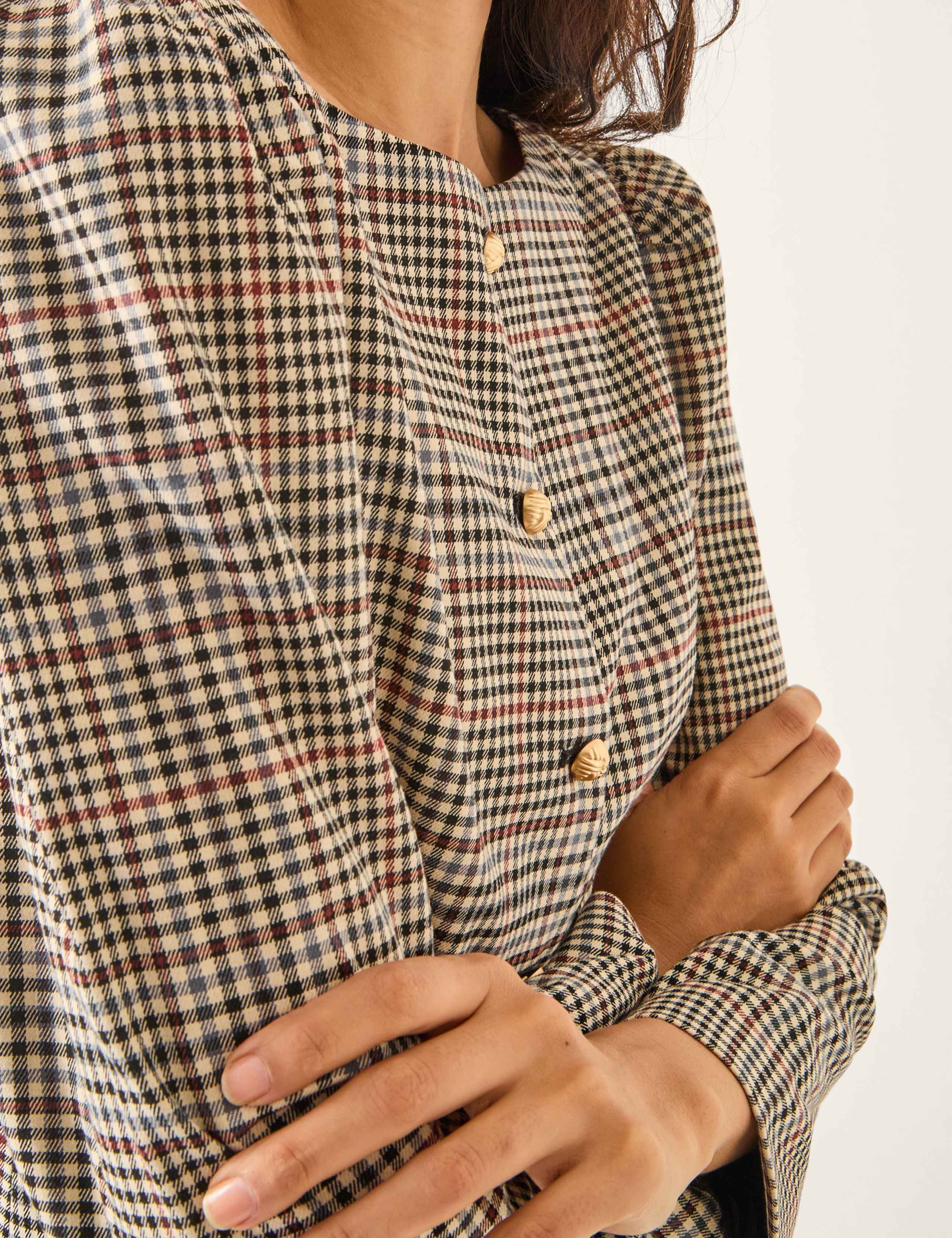 Checked Collarless Jacket 3 of 4