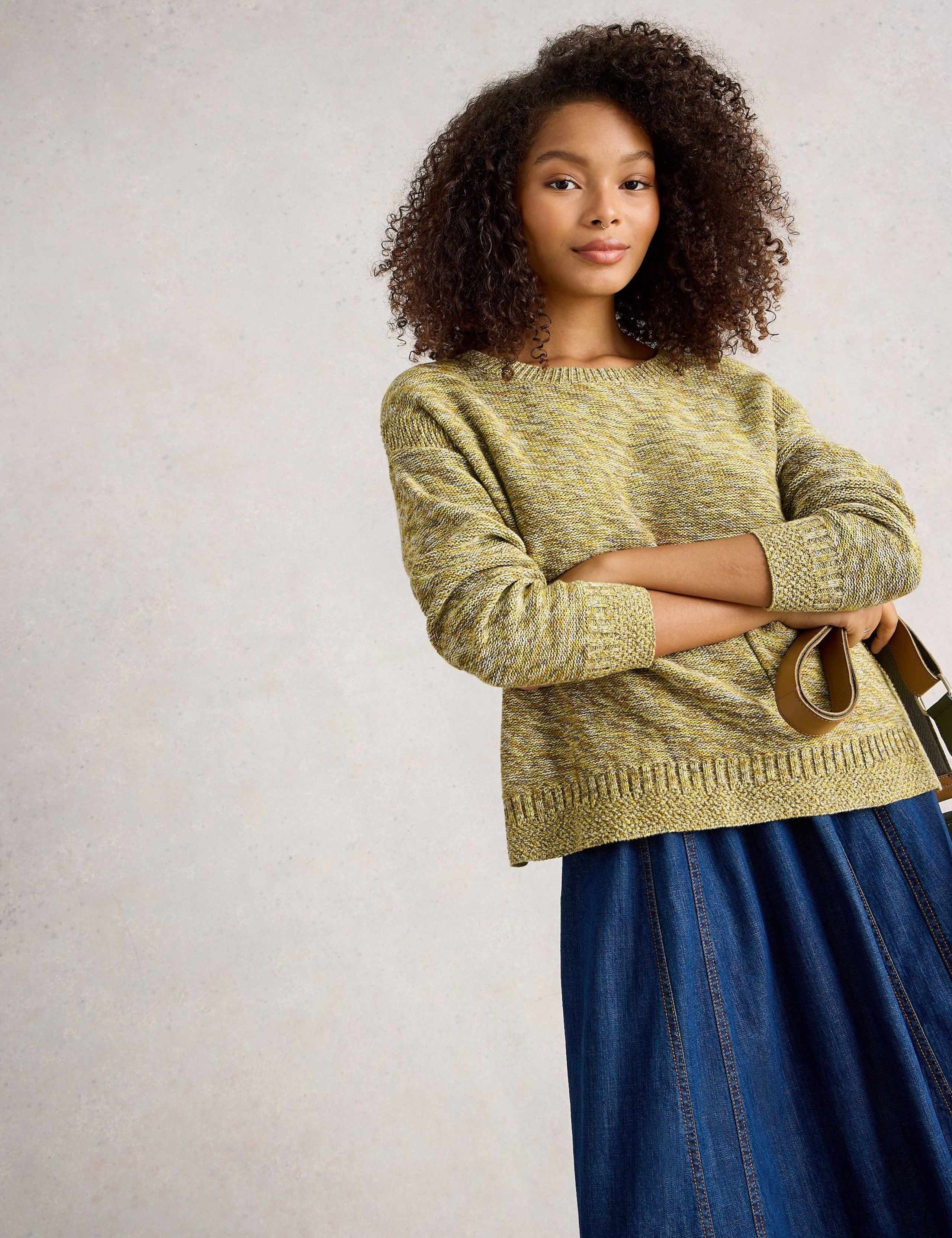 Pure Cotton Textured Crew Neck Jumper 3 of 6