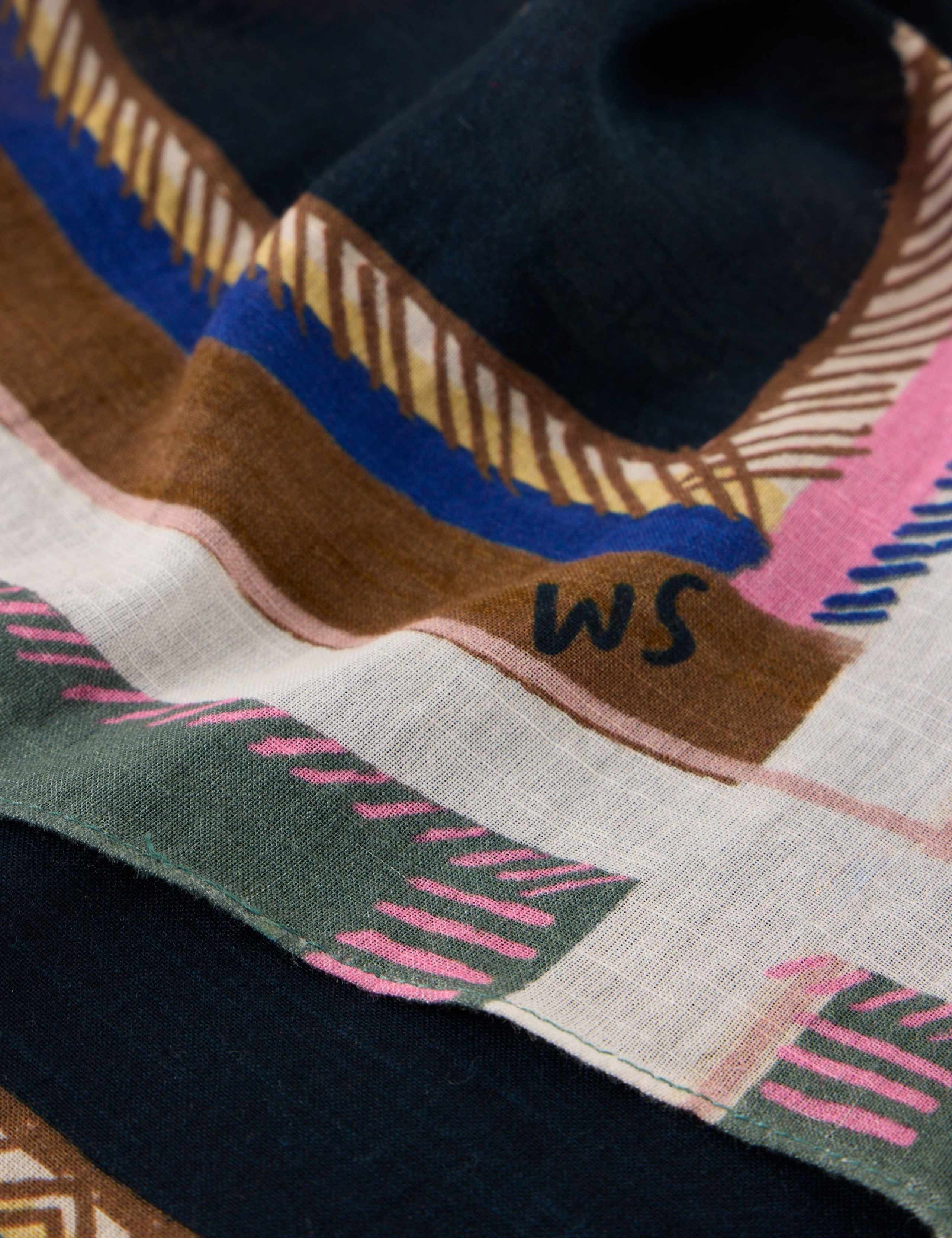 Cotton Blend Printed Square Scarf 4 of 4