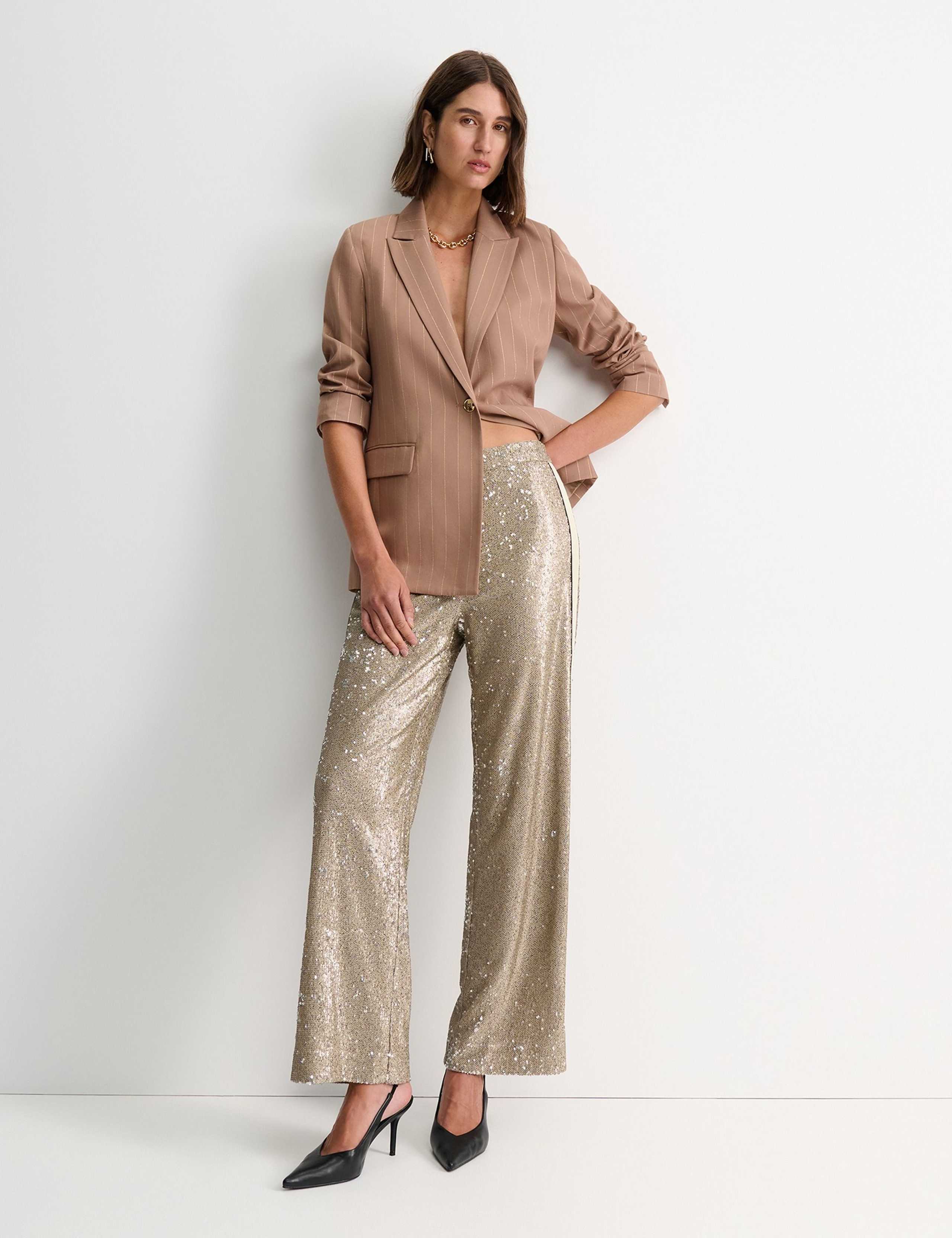 Sequin Side Stripe Wide Leg Trousers 2 of 5