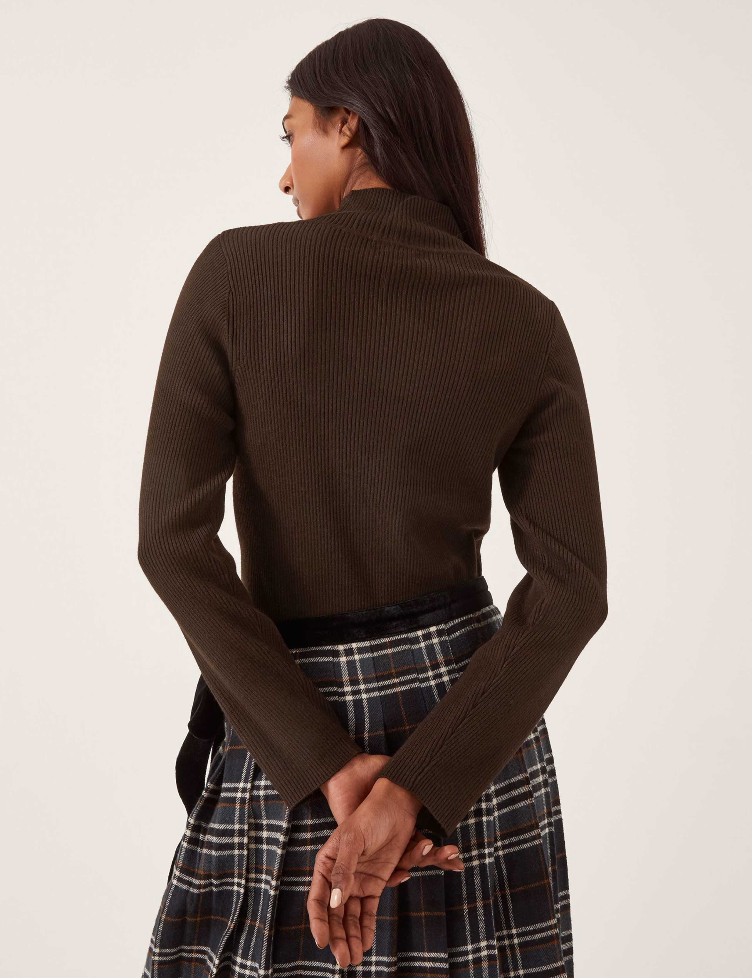 Ribbed High Neck Button Detail Jumper 3 of 6