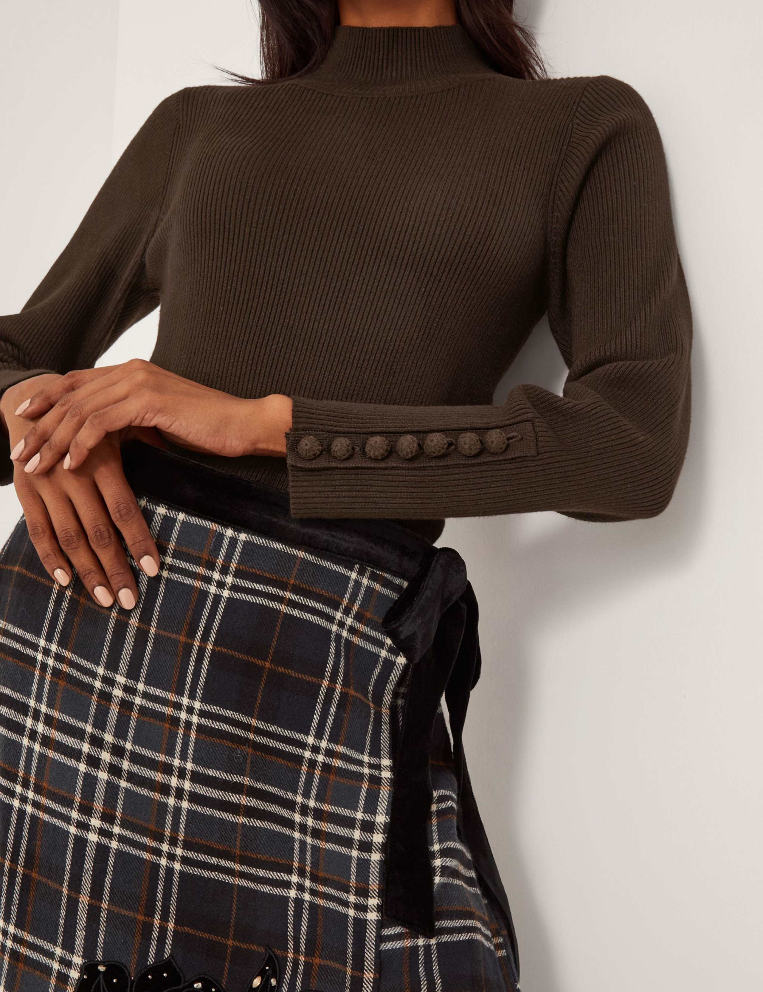 Ribbed High Neck Button Detail Jumper 6 of 6