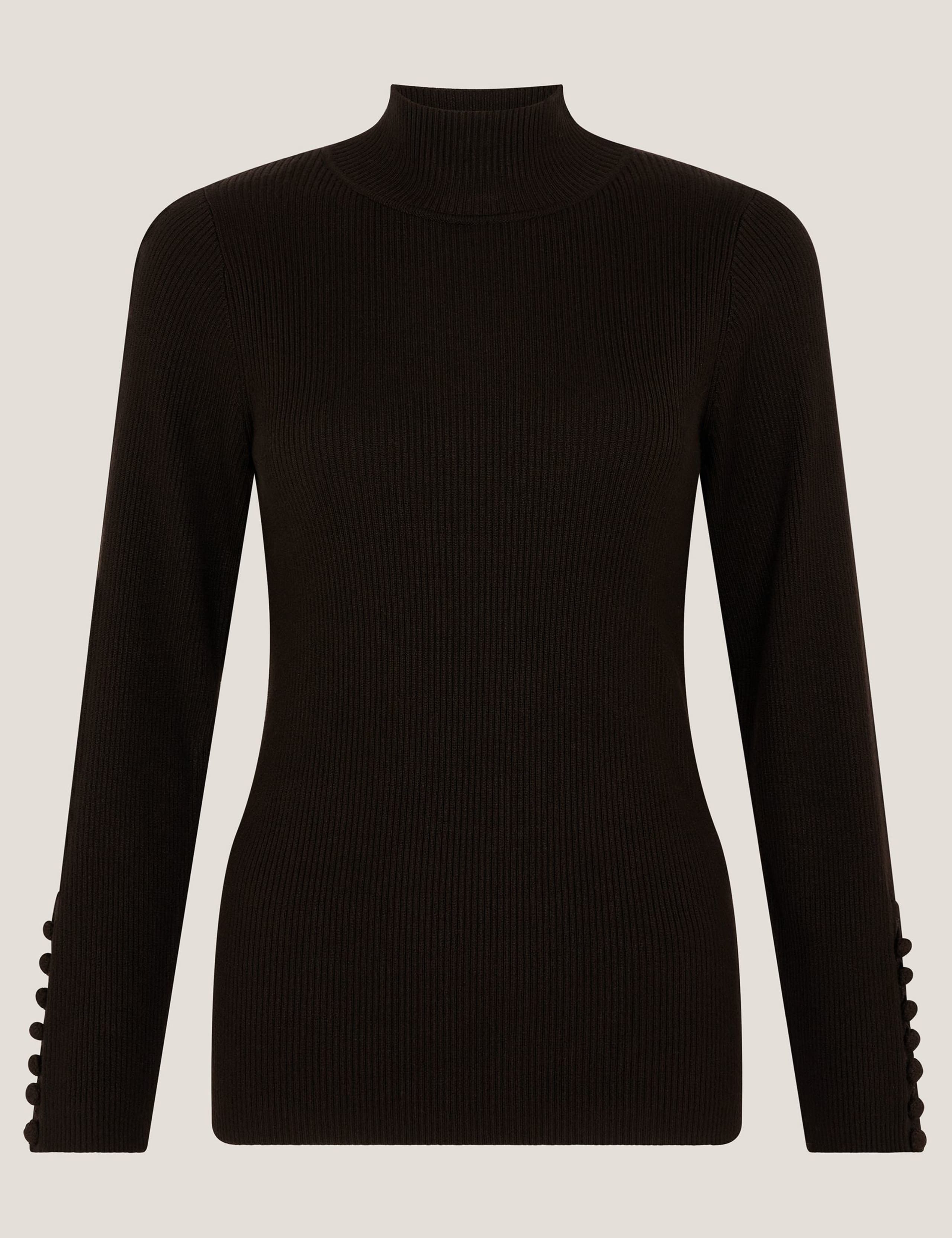 Ribbed High Neck Button Detail Jumper 2 of 6