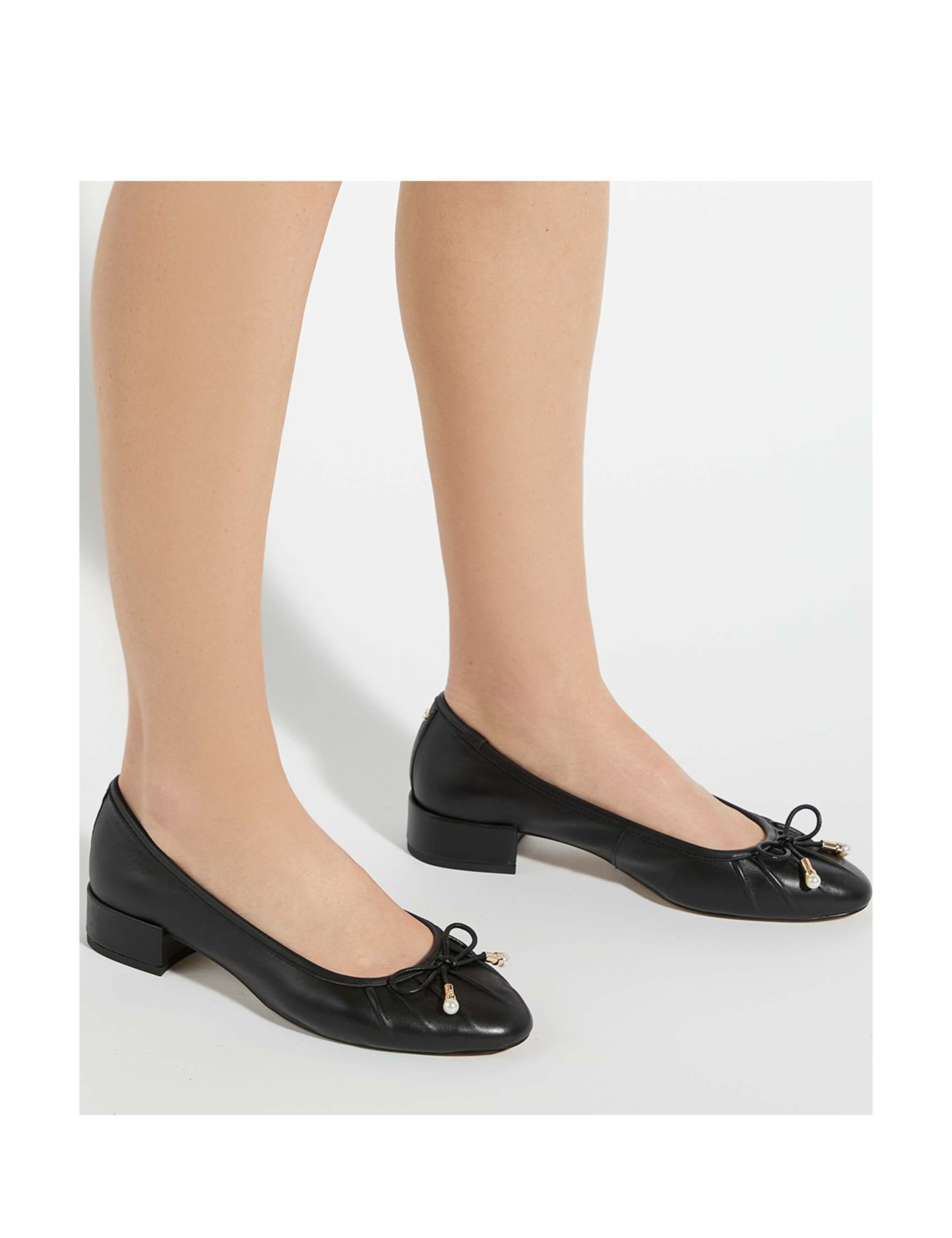 Wide Fit Leather Block Heel Pumps 5 of 6
