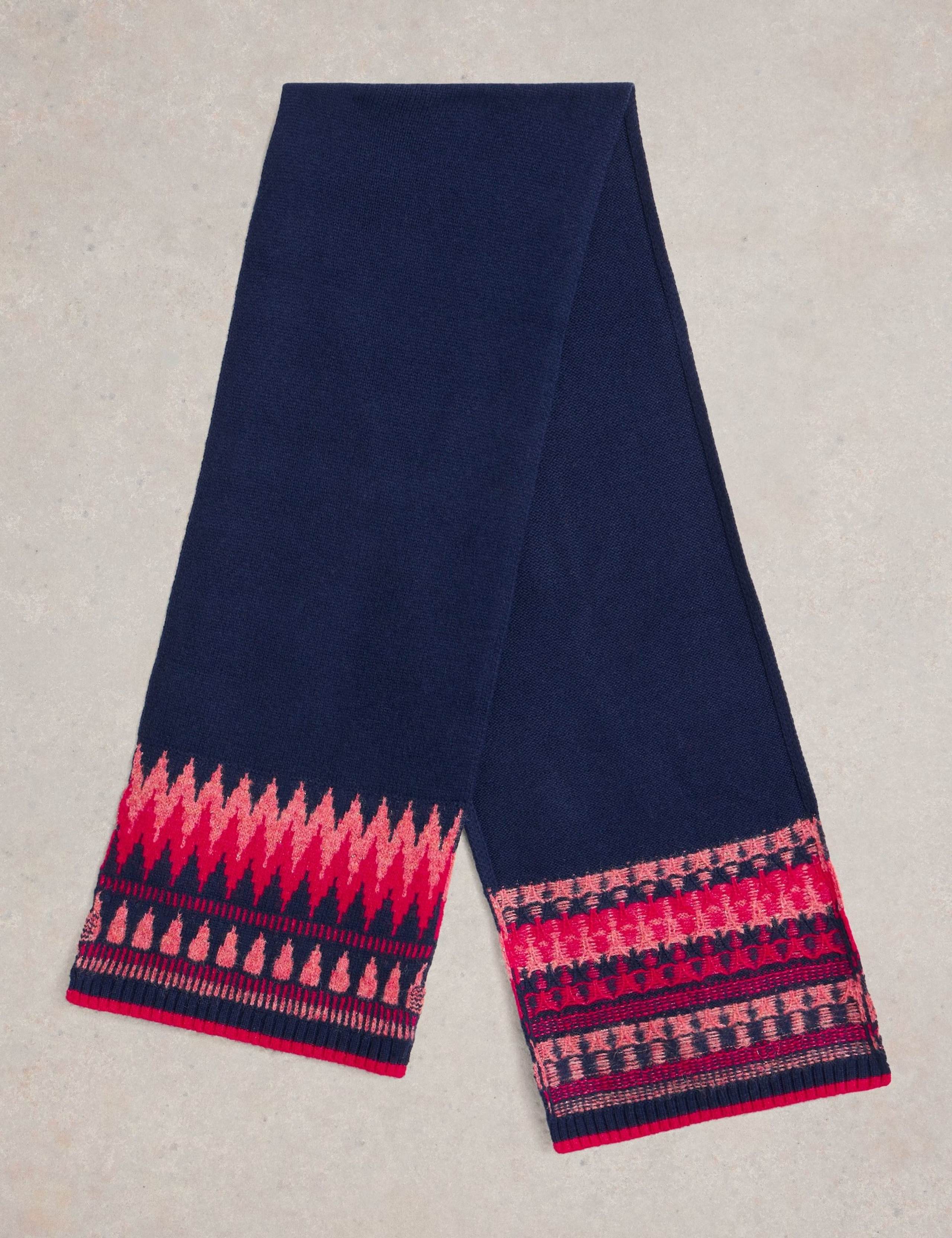 Wool Rich Knitted Fair Isle Scarf 3 of 3