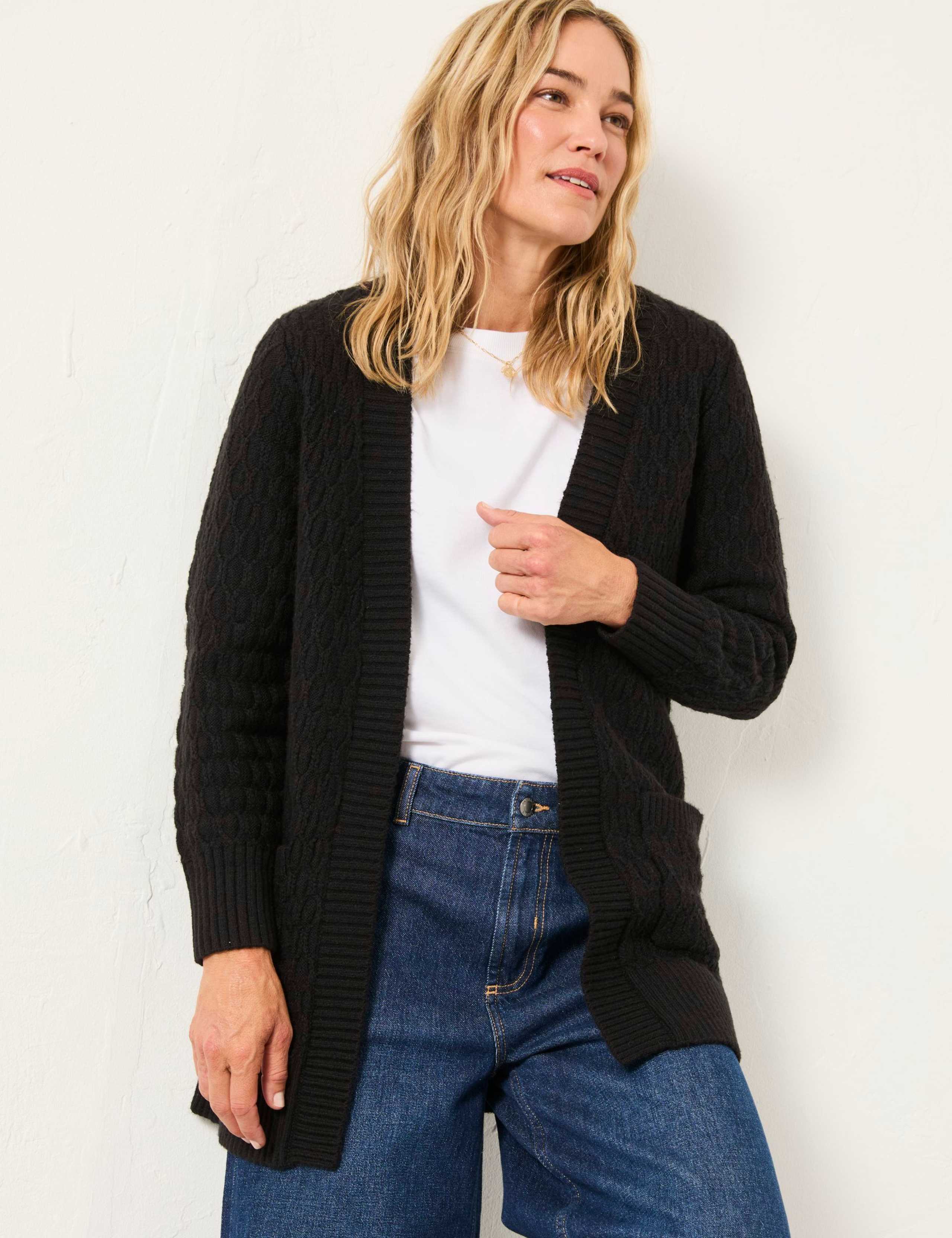 Cotton Rich Textured Edge to Edge Cardigan 3 of 5