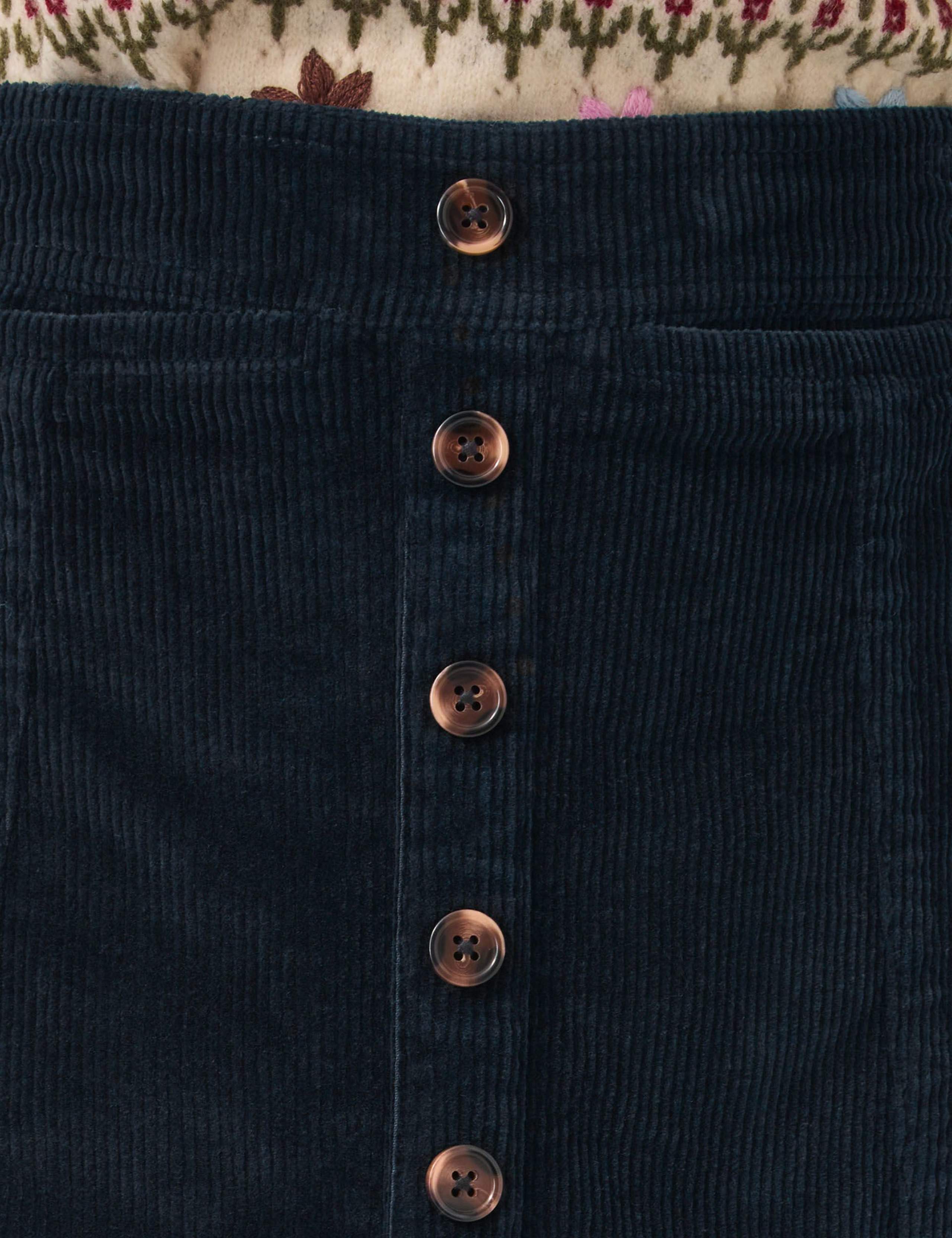 Cord Button Front Midi A-Line Skirt 4 of 5