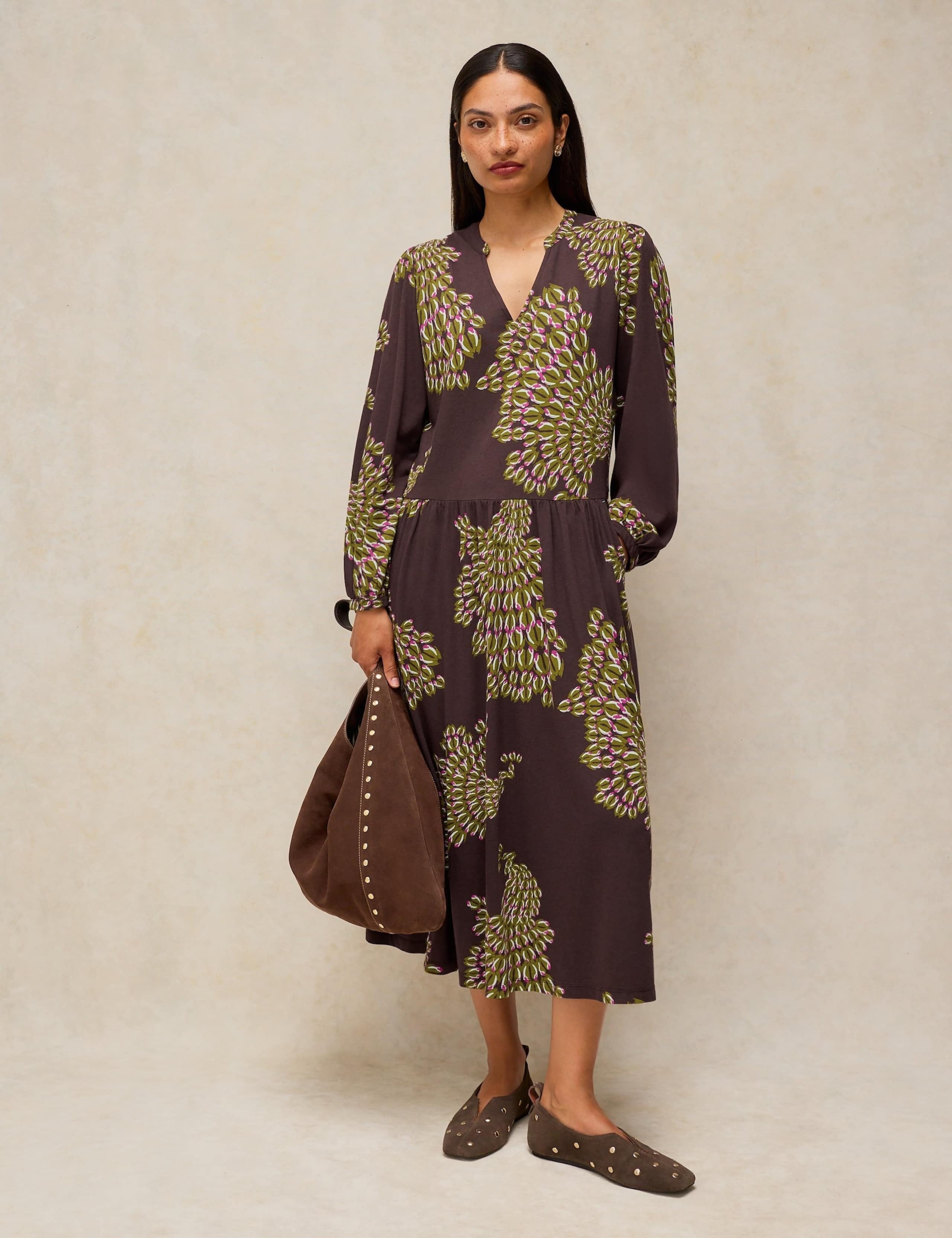 Leah Jersey Notch Neck Knee Length Tea Dress 1 of 6