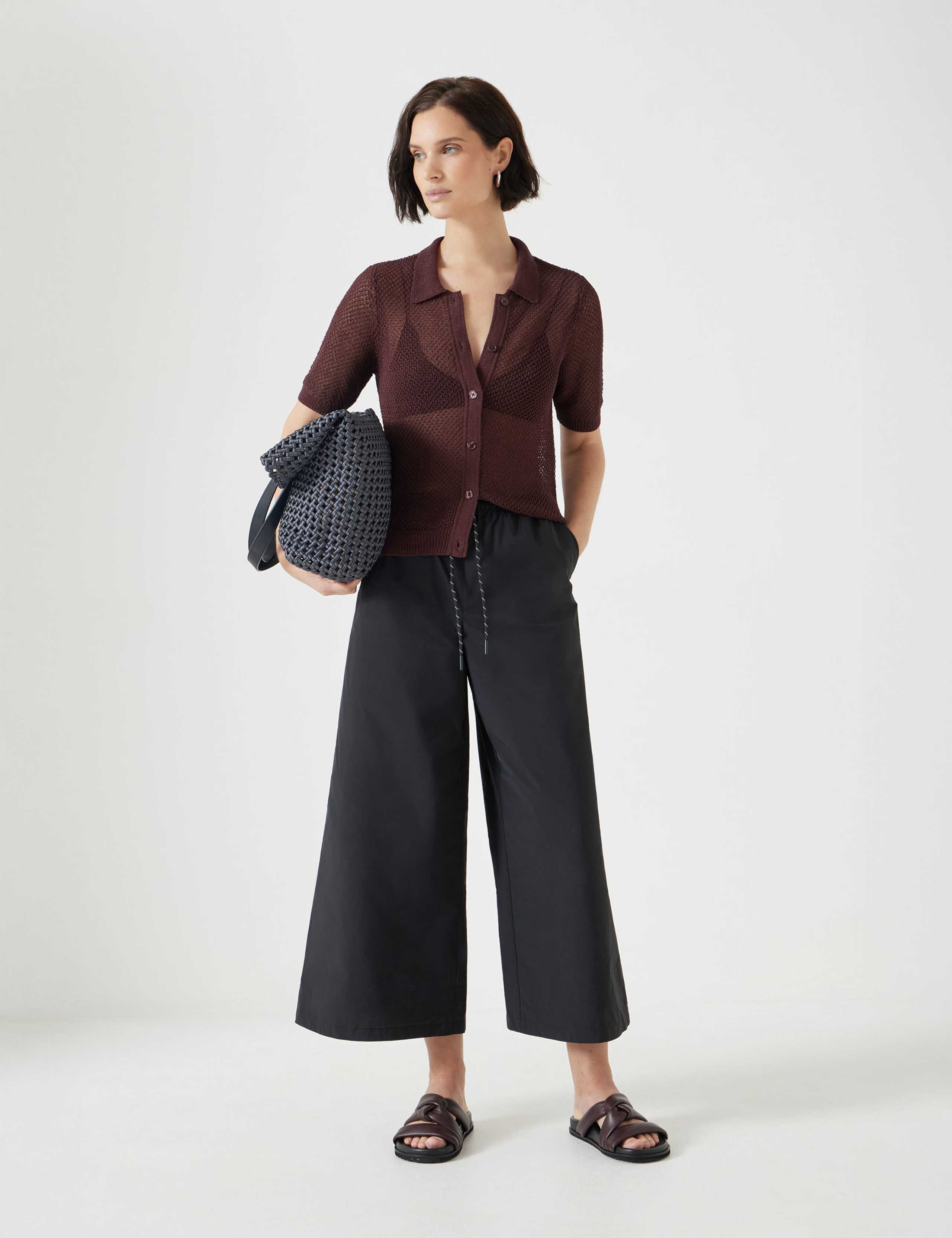 Cotton Rich Textured Collared Knitted Top 3 of 5