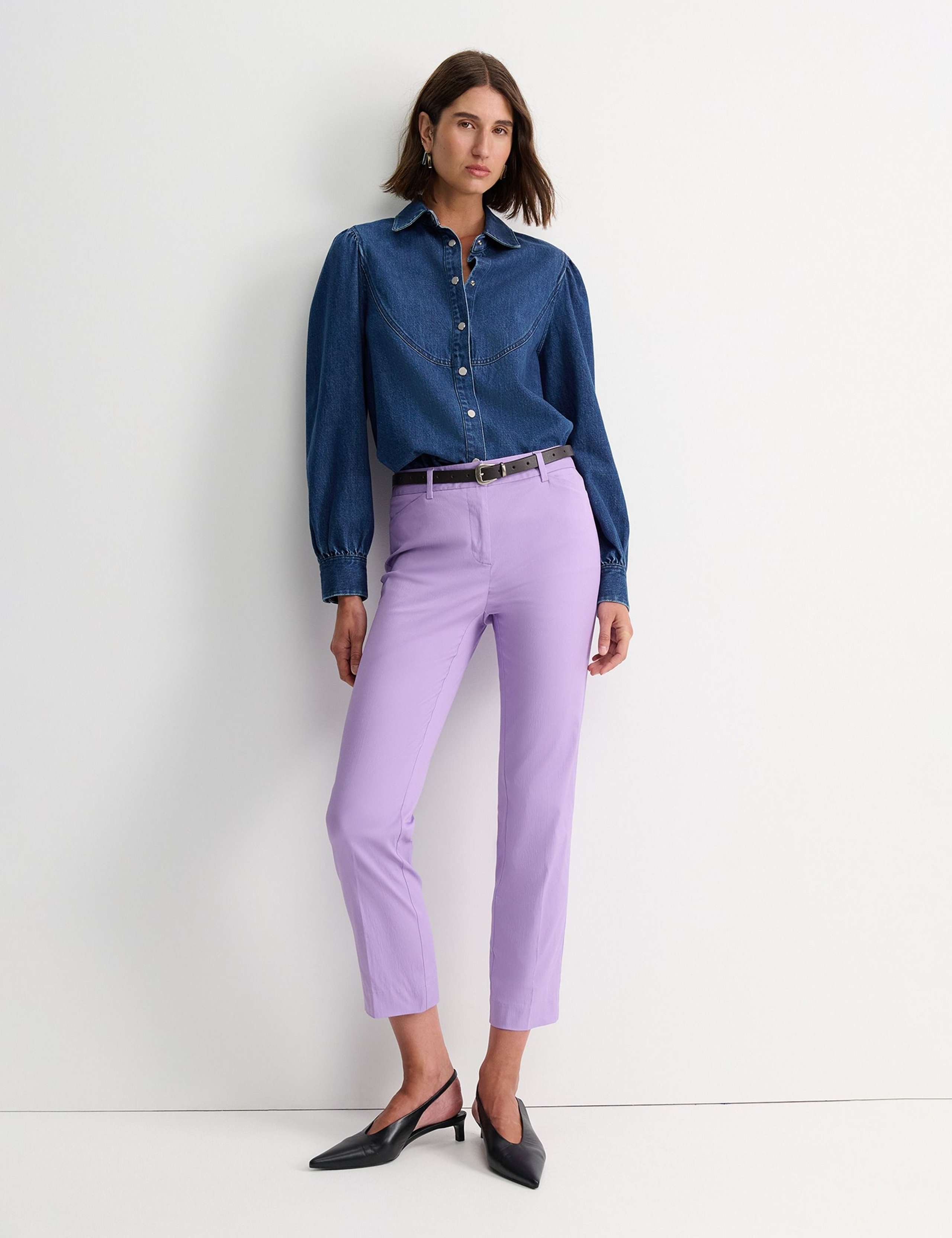 Cotton Rich Straight Leg Ankle Grazer Trousers 2 of 4