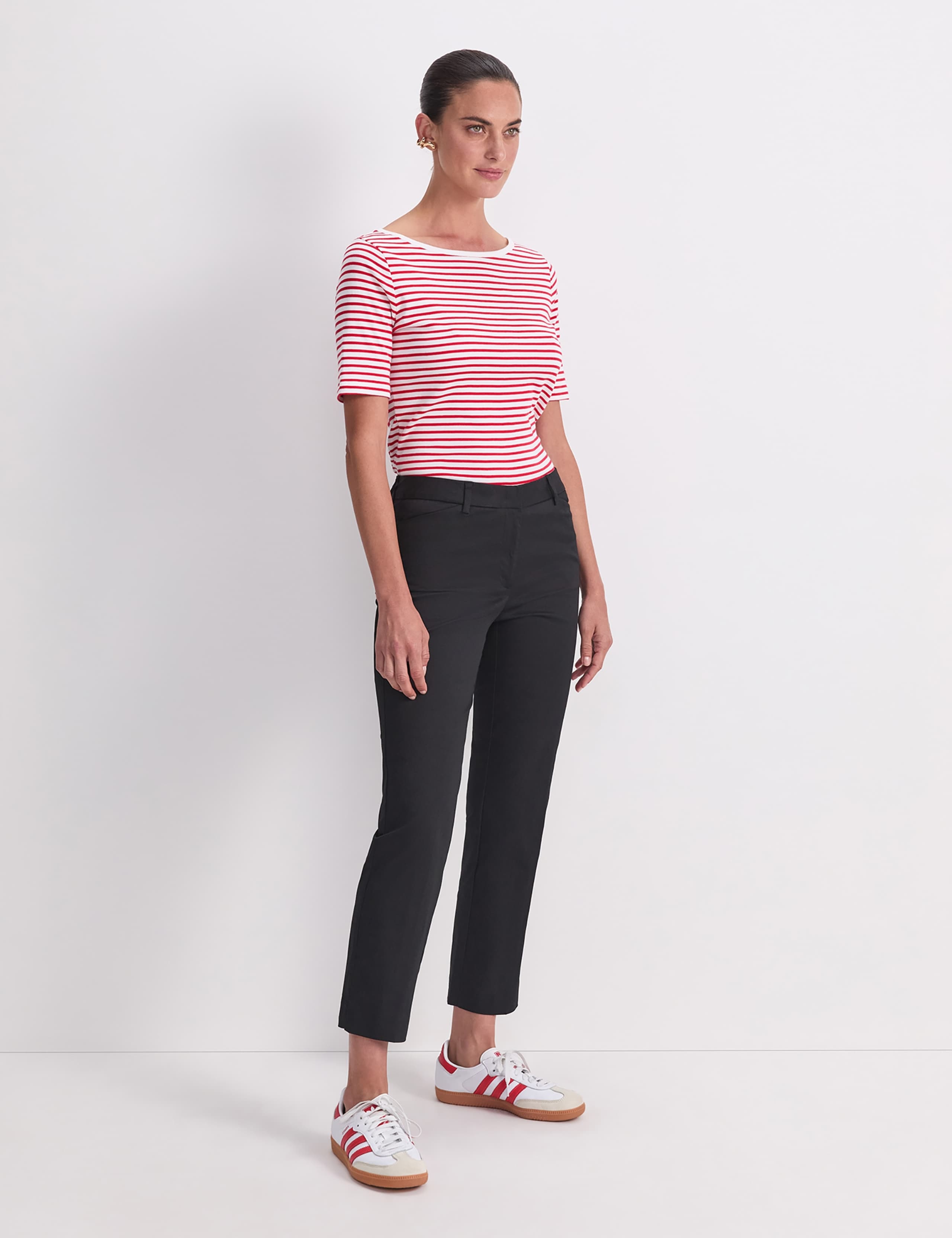 Cotton Rich Straight Leg Ankle Grazer Trousers 5 of 8