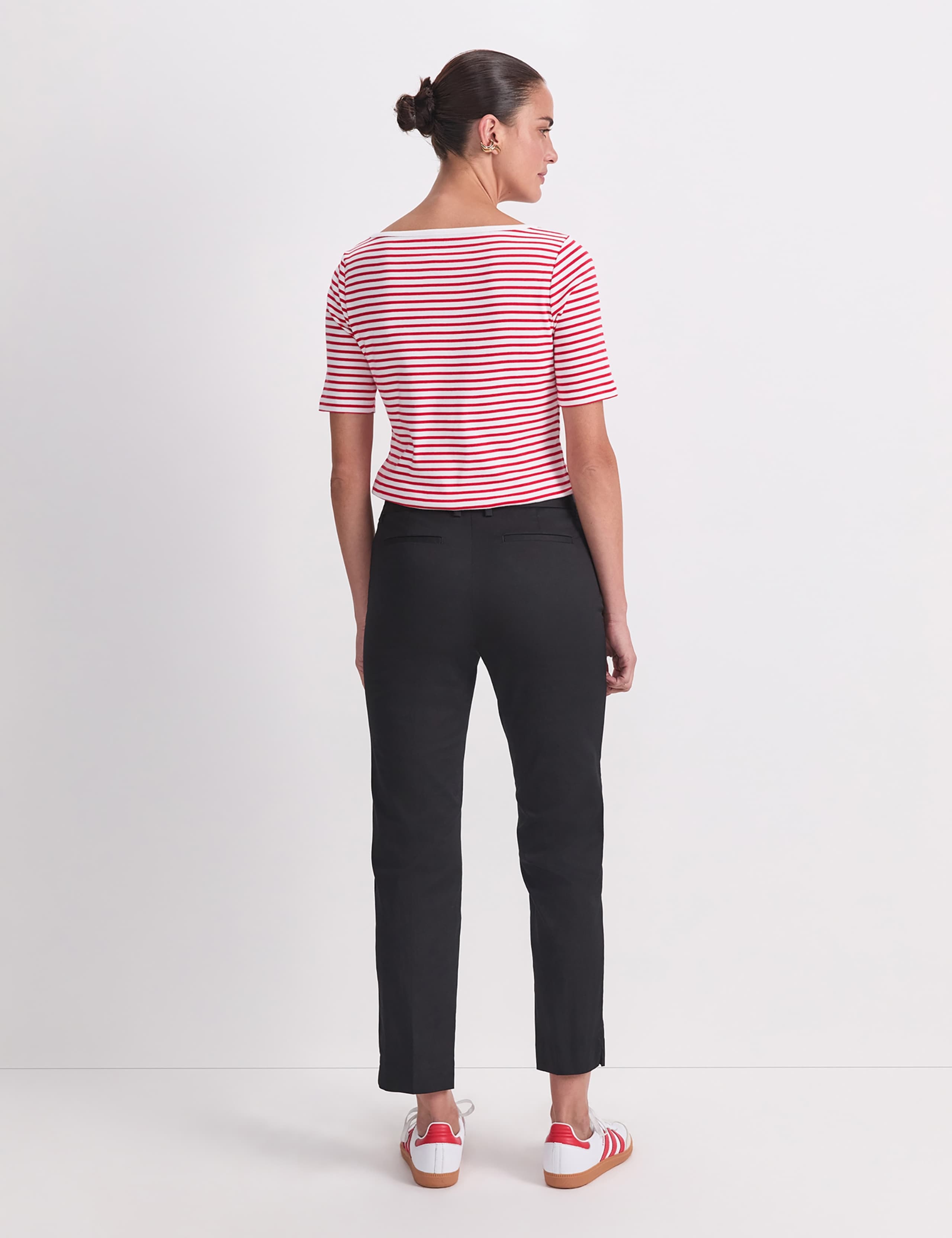 Cotton Rich Straight Leg Ankle Grazer Trousers 6 of 8