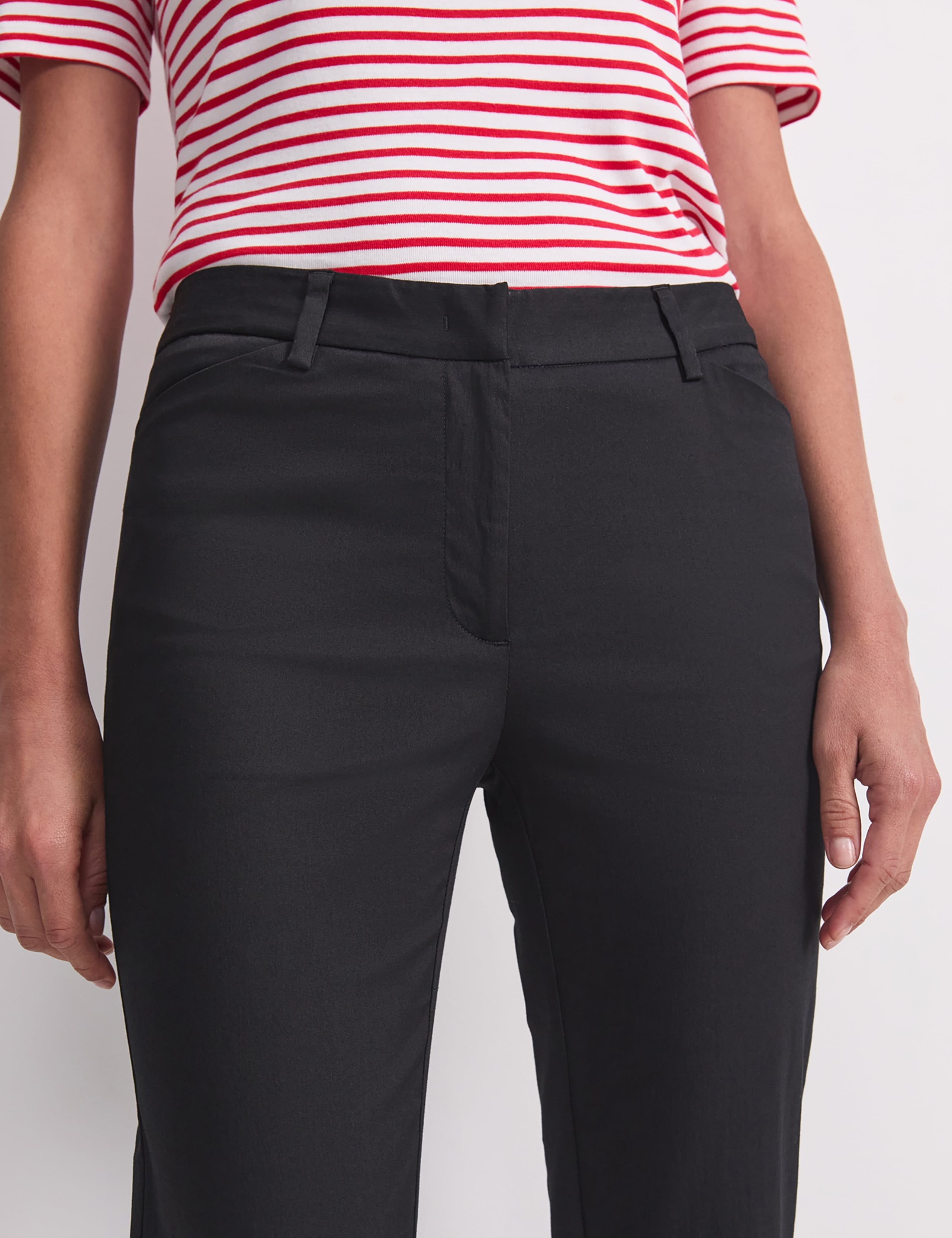 Cotton Rich Straight Leg Ankle Grazer Trousers 7 of 8