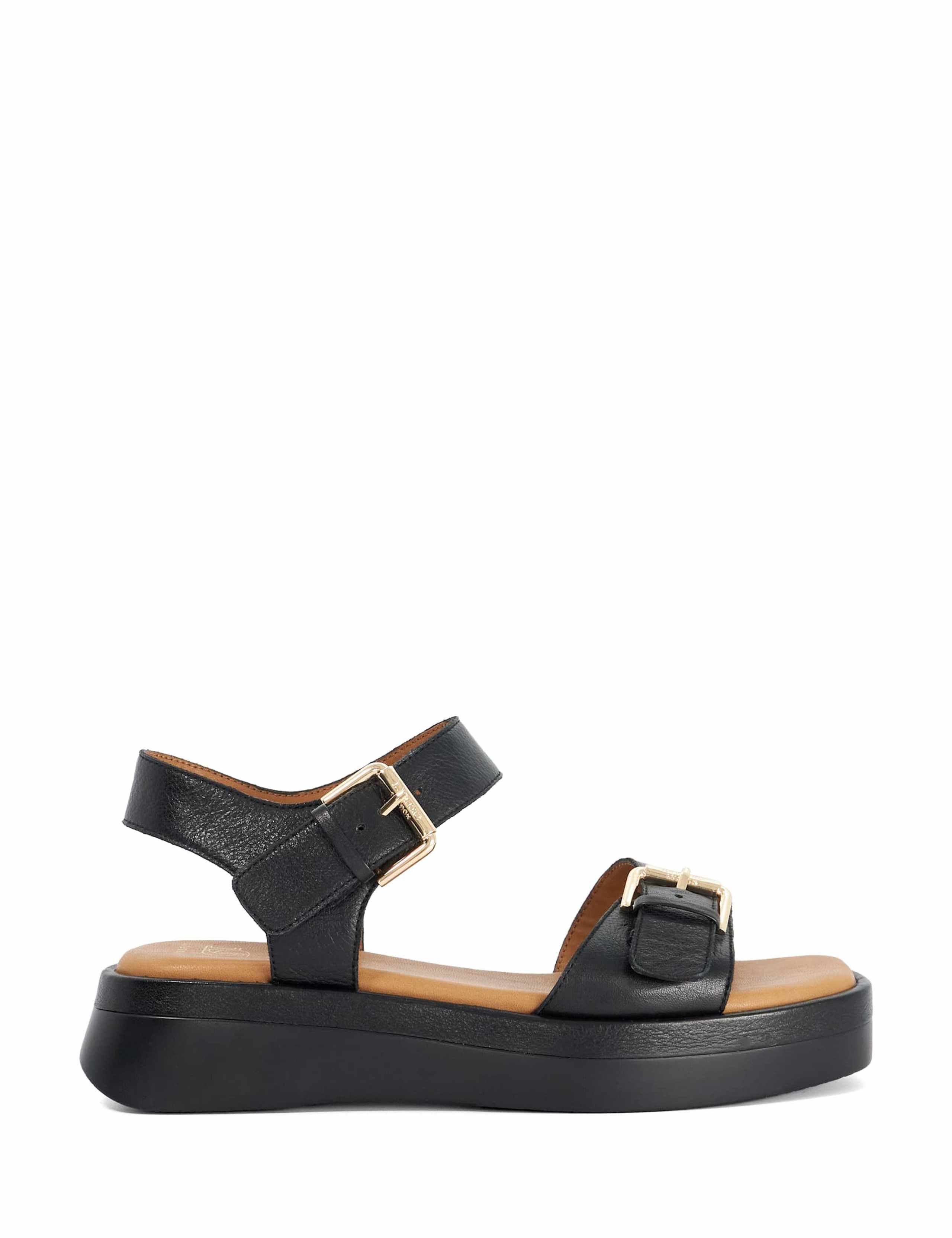 Wide Fit Leather Ankle Strap Wedge Sandals 1 of 6