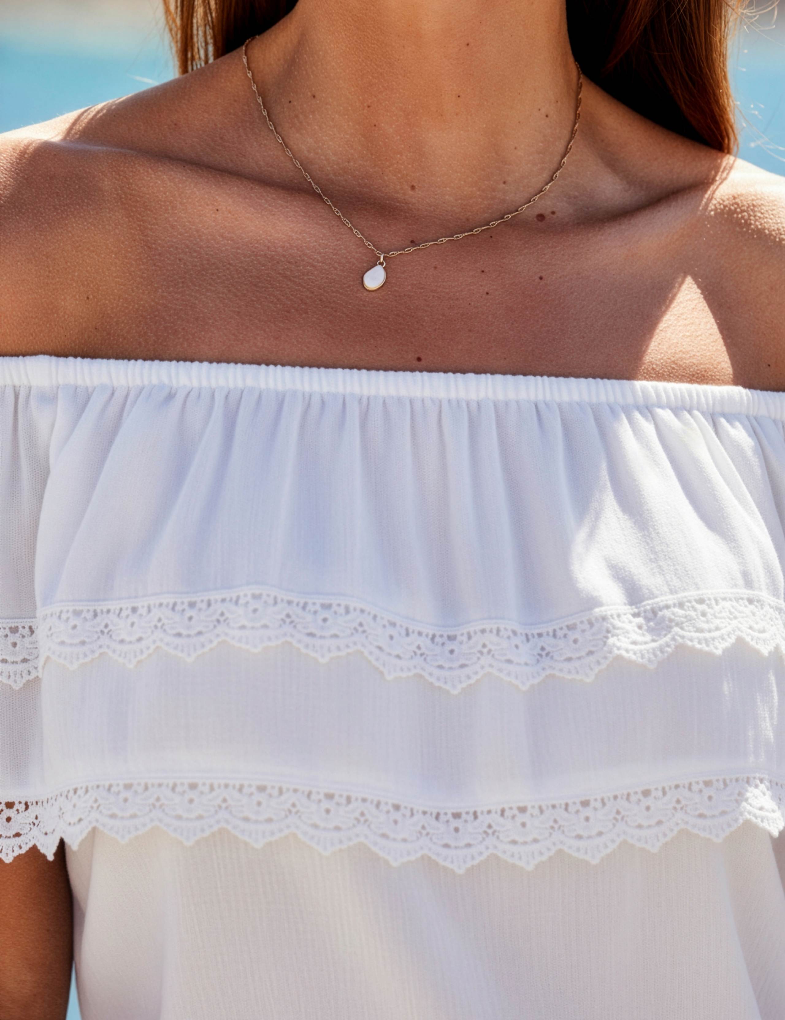 Lace Trim Off The Shoulder Bardot Top 7 of 7
