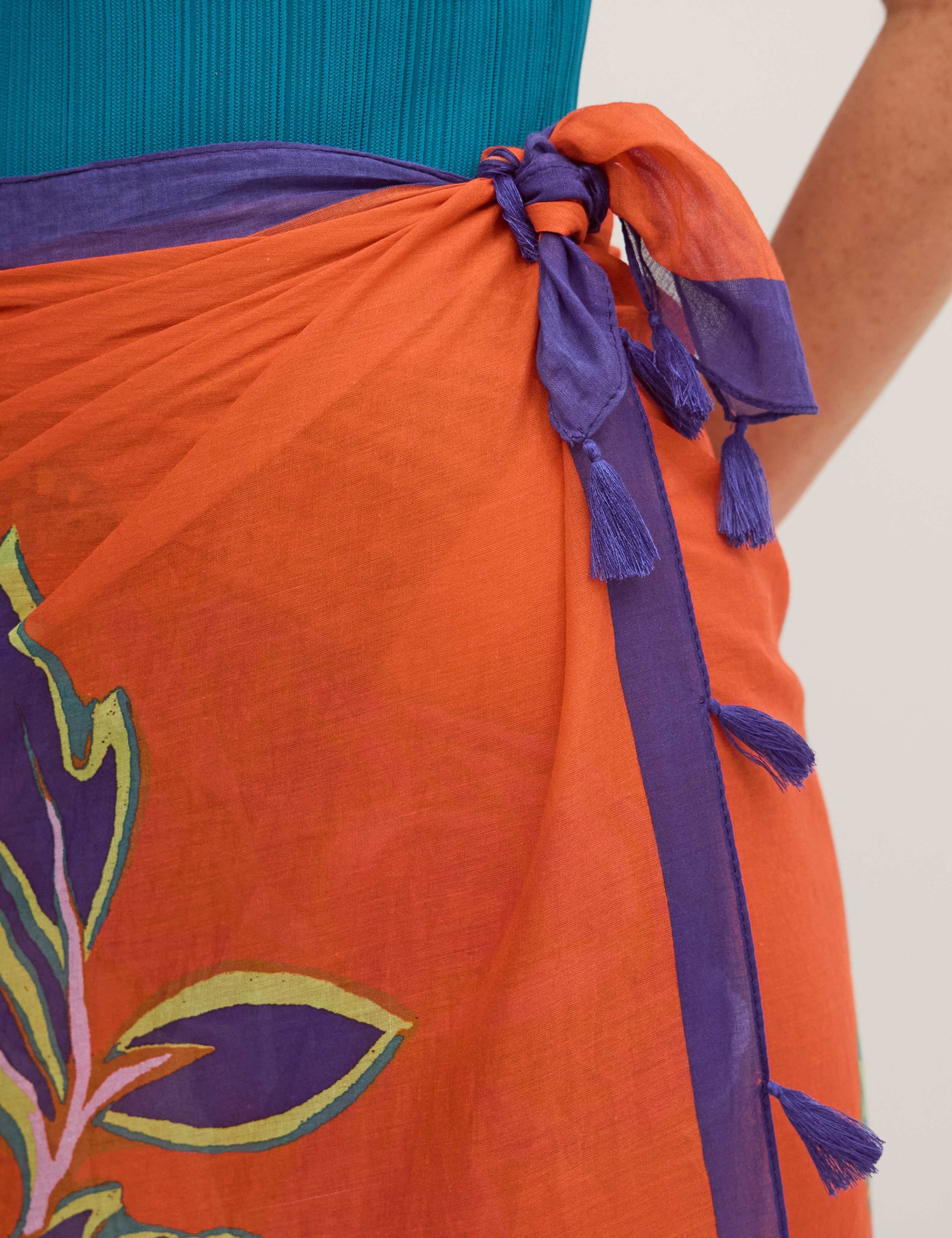 Cotton Rich Floral Beach Cover Up Sarong 5 of 5