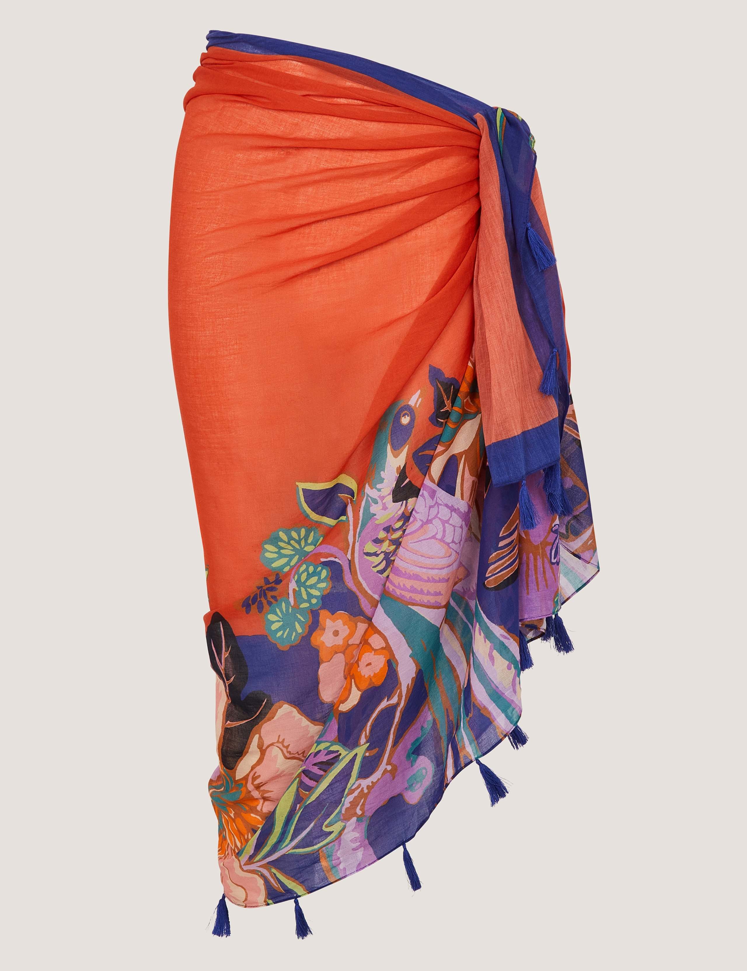 Cotton Rich Floral Beach Cover Up Sarong 2 of 5