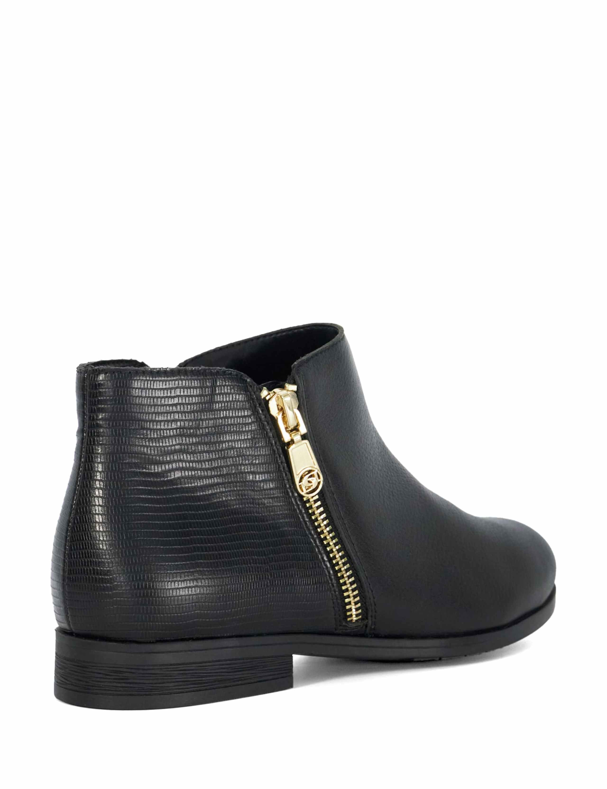 Wide Fit Leather Croc Flat Ankle Boots 3 of 5