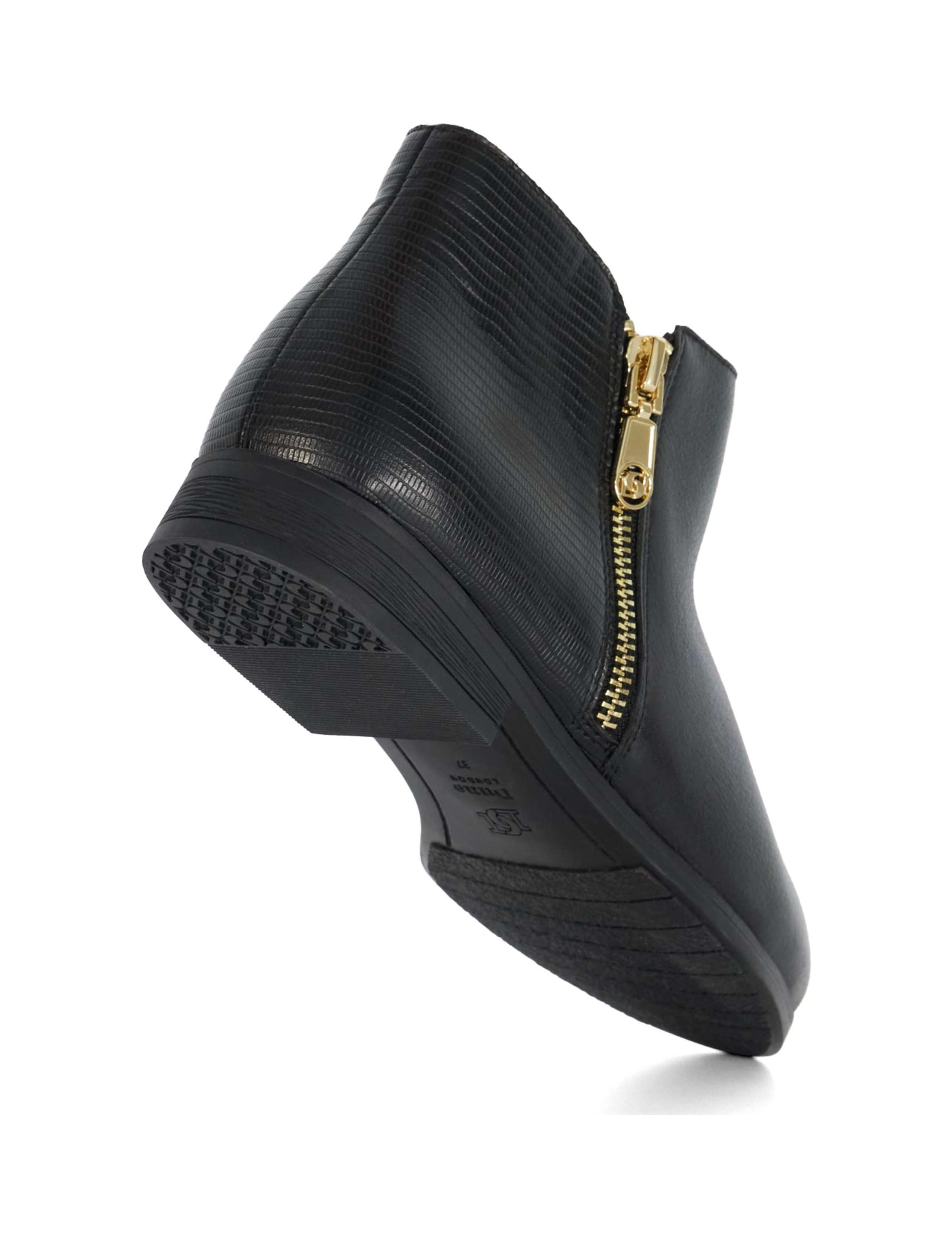 Wide Fit Leather Croc Flat Ankle Boots 5 of 5